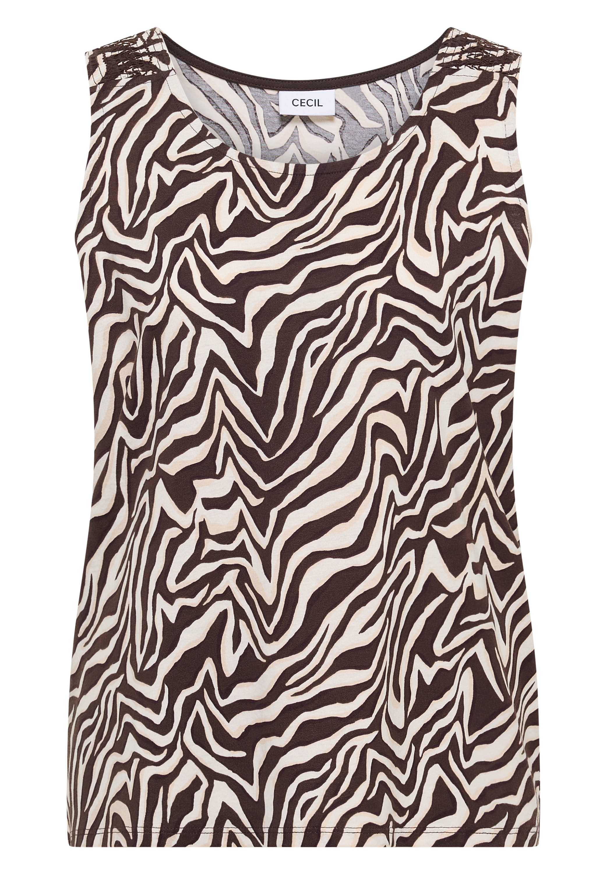 Cecil Shirttop Sommertop, Baumwolle, mit Smokdetail
