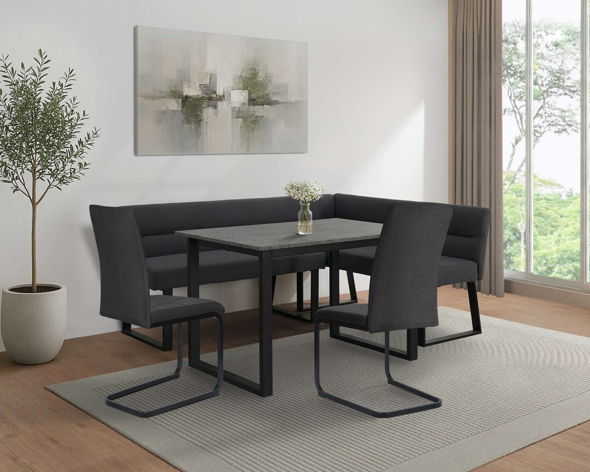 OTTO home Eckbankgruppe "Barcell/Ivanna/Calgoty" Set, Eckbankgruppe mit Tisch, Eckbank, Stühle, 4 tlg. Sitzgruppe, Eckbank und Stühle bequem gepolstert, Tisch 120x80 cm