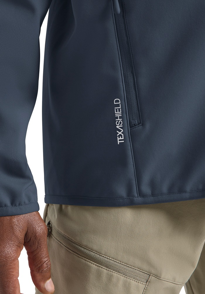 Softshelljacke JACK WOLFSKIN "BORNBERG HOODY M", Herren, Gr. XXL (58), midnightsky, Obermaterial: 100% Polyester, Jacken Softshelljacke 3