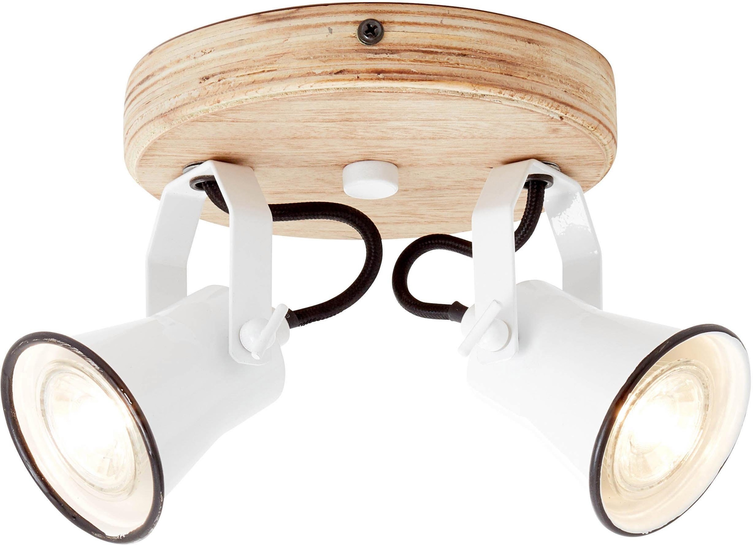 Brilliant Deckenspots »Seed«, 2 flammig, Leuchtmittel GU10 | ohne Leuchtmittel, 23 cm Ausladung, 2 x GU10, schwenkbar, Metall/Holz, weiß/holz hell