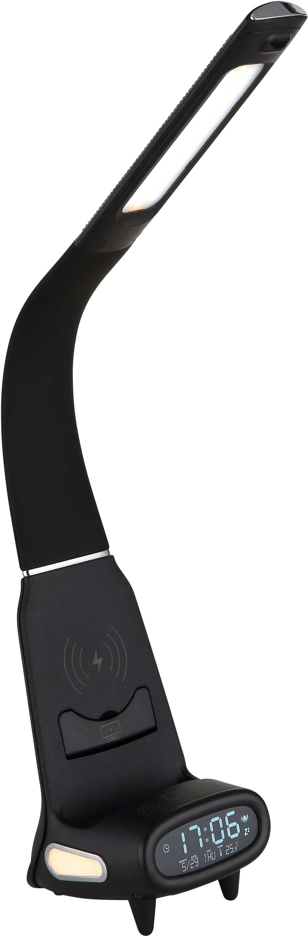 GLOBO LIGHTING Tischleuchte »MALIK« LED-Modul 1 Stk. Schwarze Tischleuchte mit Touchdimmer, Timer, Wireless Laden