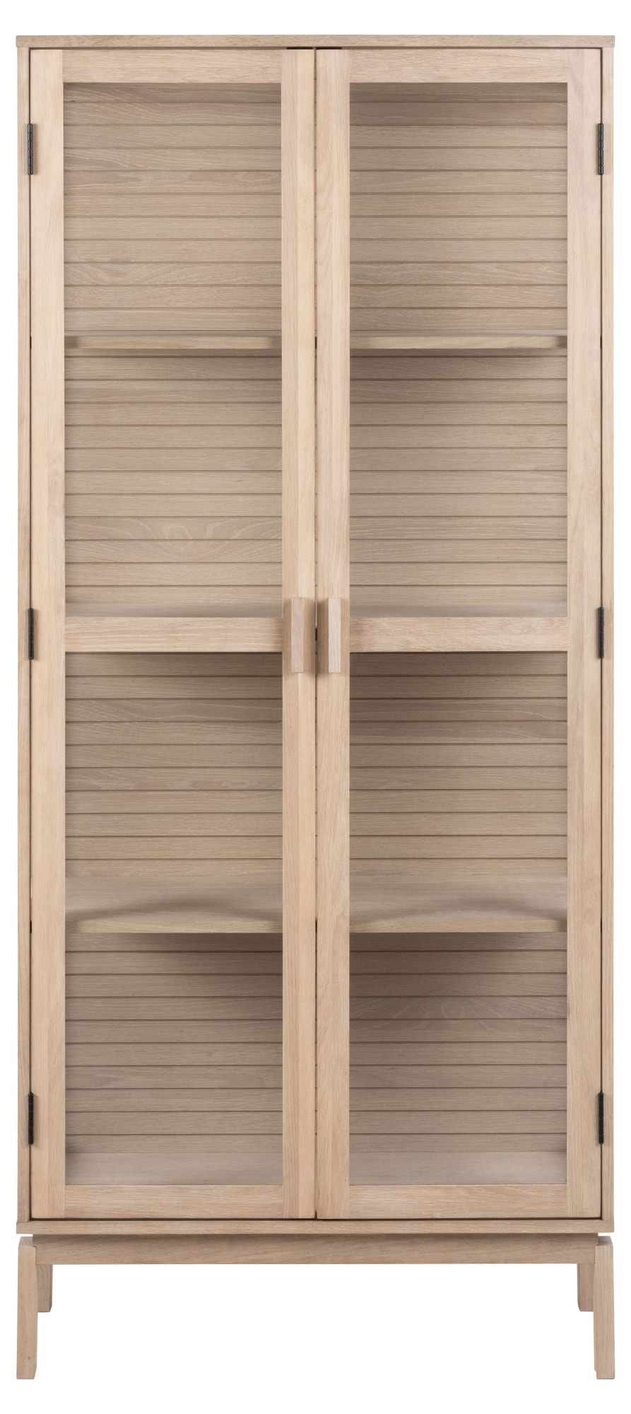 ACTONA GROUP Stauraumschrank »Linley Vitrine, Mehrzweckschrank,«, Eichenfurnier/Eiche, Lamellenrücken, 3 Einlegeböden, 2 Glastüren