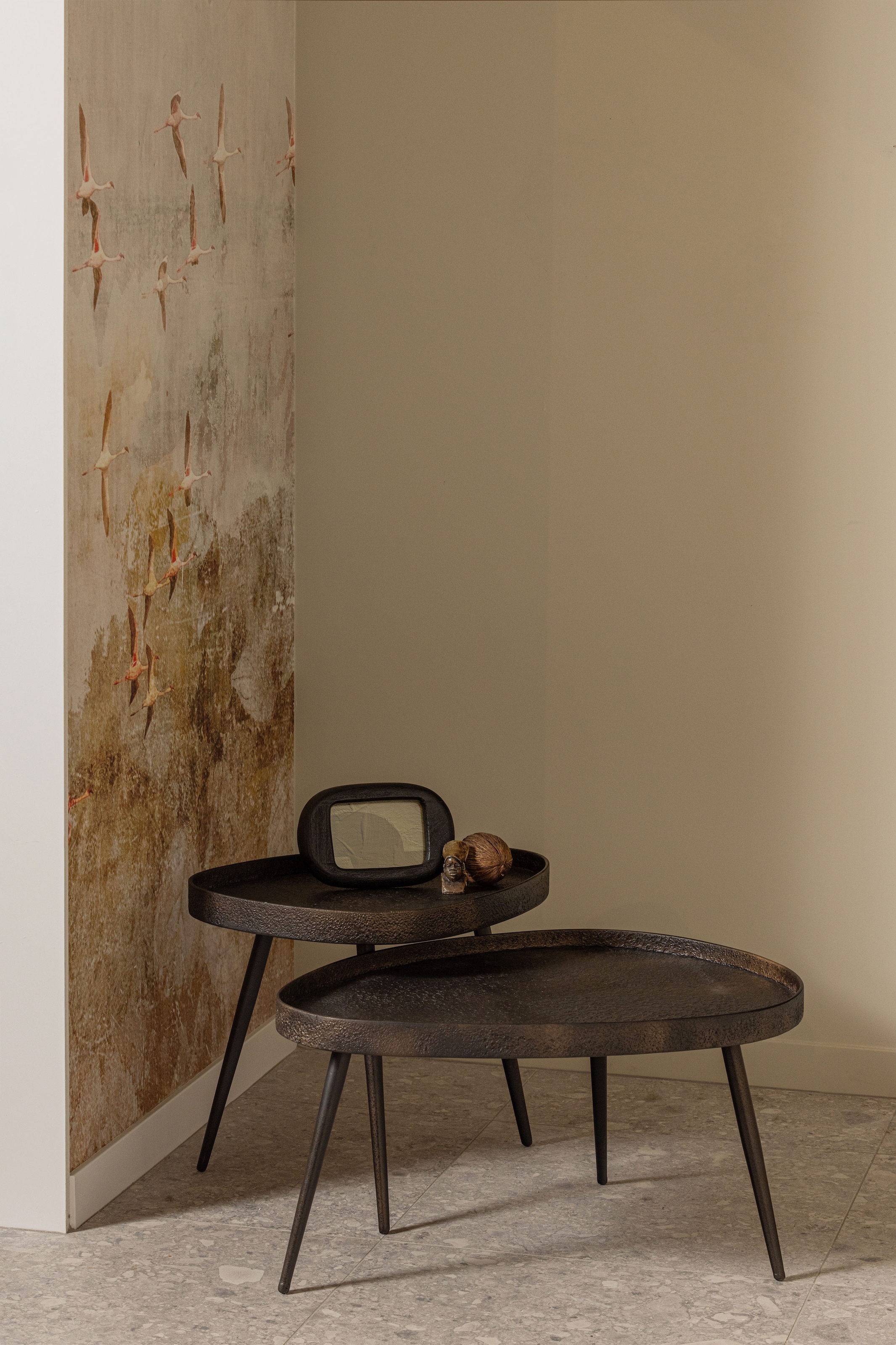 WOOOD Beistelltisch "Crude mit Multiplex-Zinkbeschichtung und Metallbeinen 71 x 52 x 39 cm" Set, 2 Stk. tlg. 2er-Set, unterschiedliche Größen im Set, Tragkraft je 15 kg