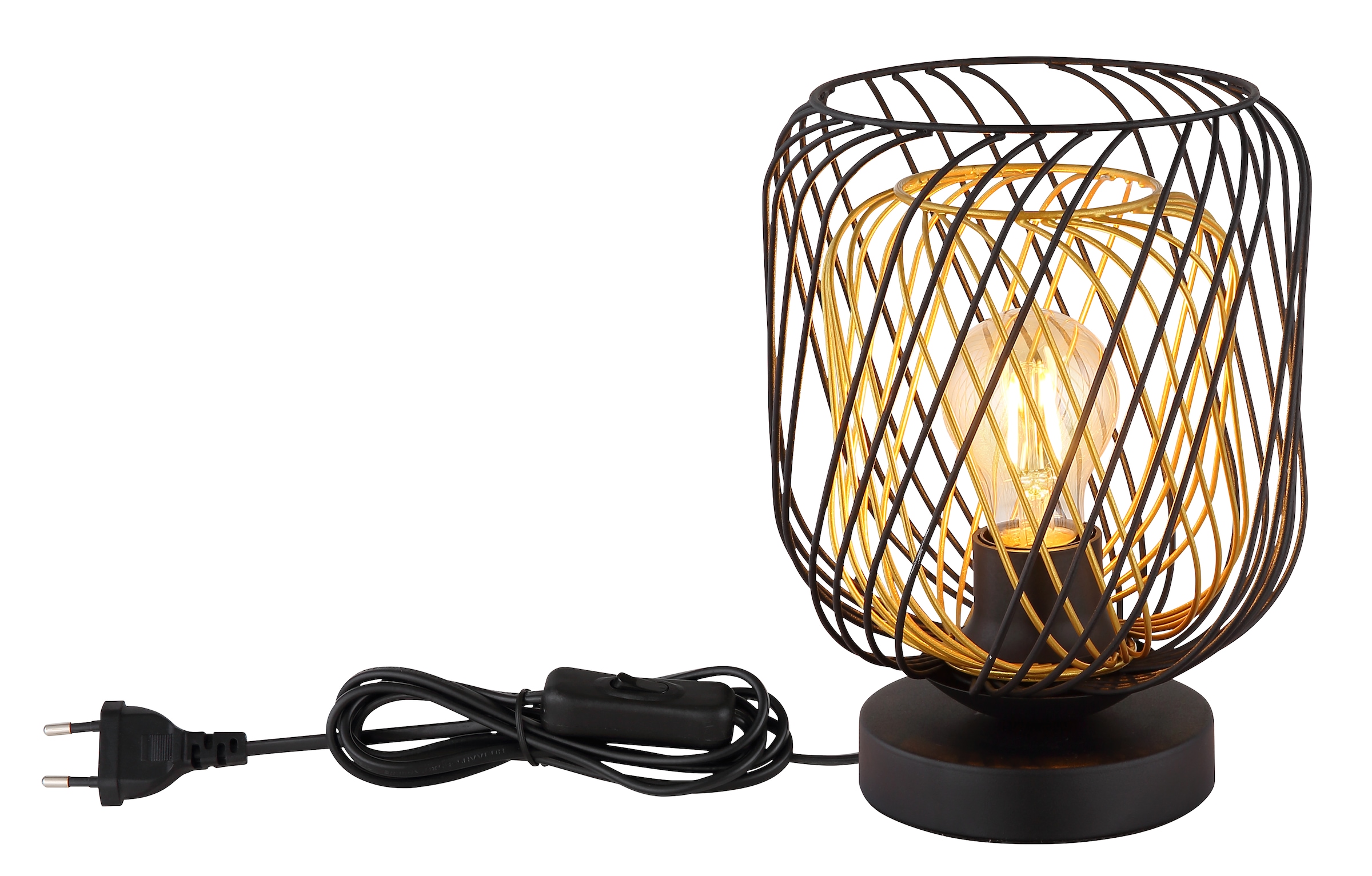 GLOBO LIGHTING Tischleuchte »DICHTI«, Leuchtmittel E27 | ohne Leuchtmittel, Tischlampe/schwarz/Metallgeflecht/Wohnzimmer/Schlafzimmer