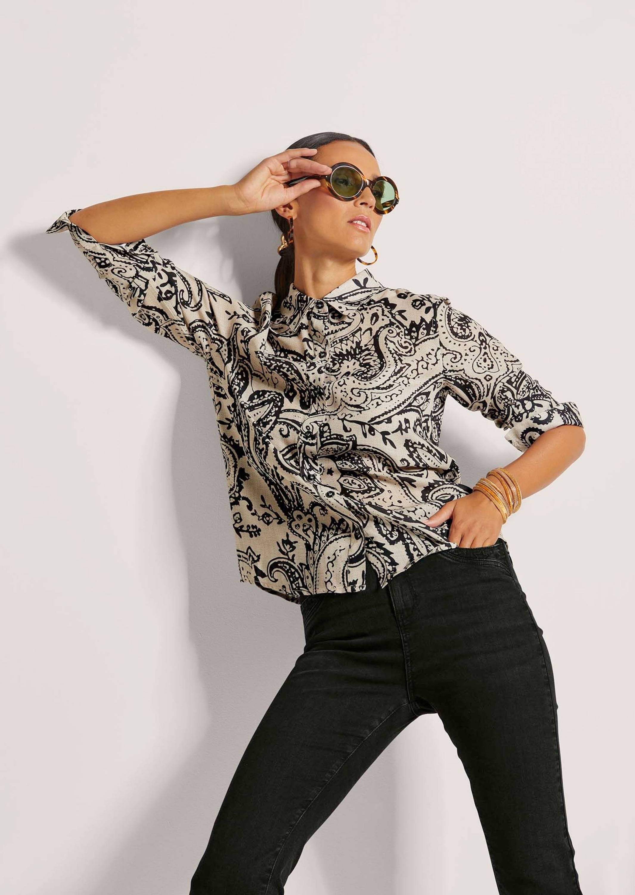 MADELEINE Hemdbluse »Druckbluse Hemdbluse mit grafischem Print«