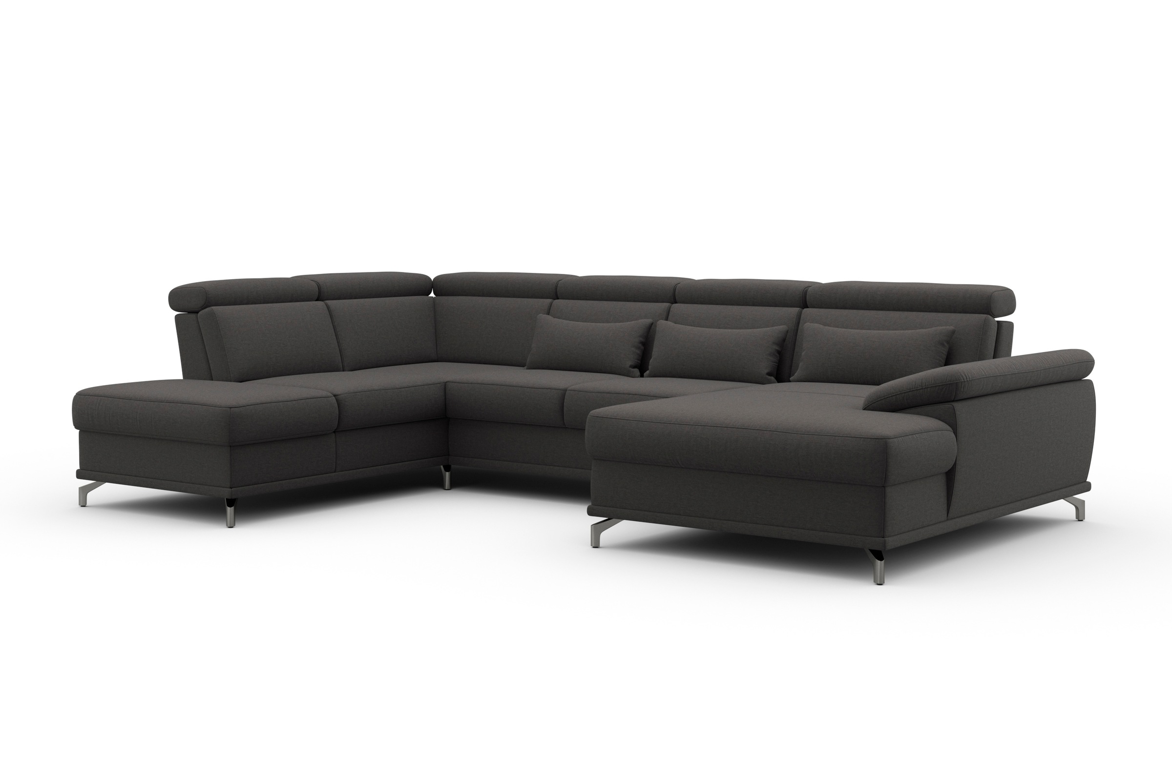 sit&more Wohnlandschaft »Cabrio U-Form, mit Sitztiefenverstellung, Arm- und Kopfteilverstellung«, 3 Nierenkissen, Federkern, optional Bettfunktion und Stauraum