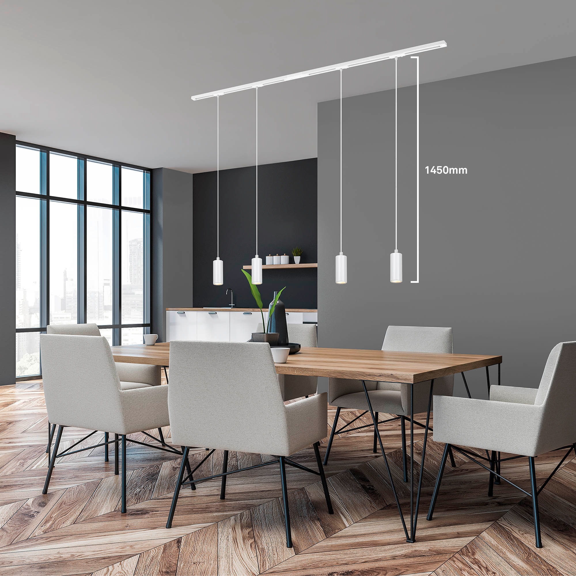 Briloner Leuchten Schienensystem-Sets »RAIL« LED-Board 7 Stk. Schienensystem Rail 1,5 m Weiß 4,5W Decke Wohnzimmer Büro Küche Flur