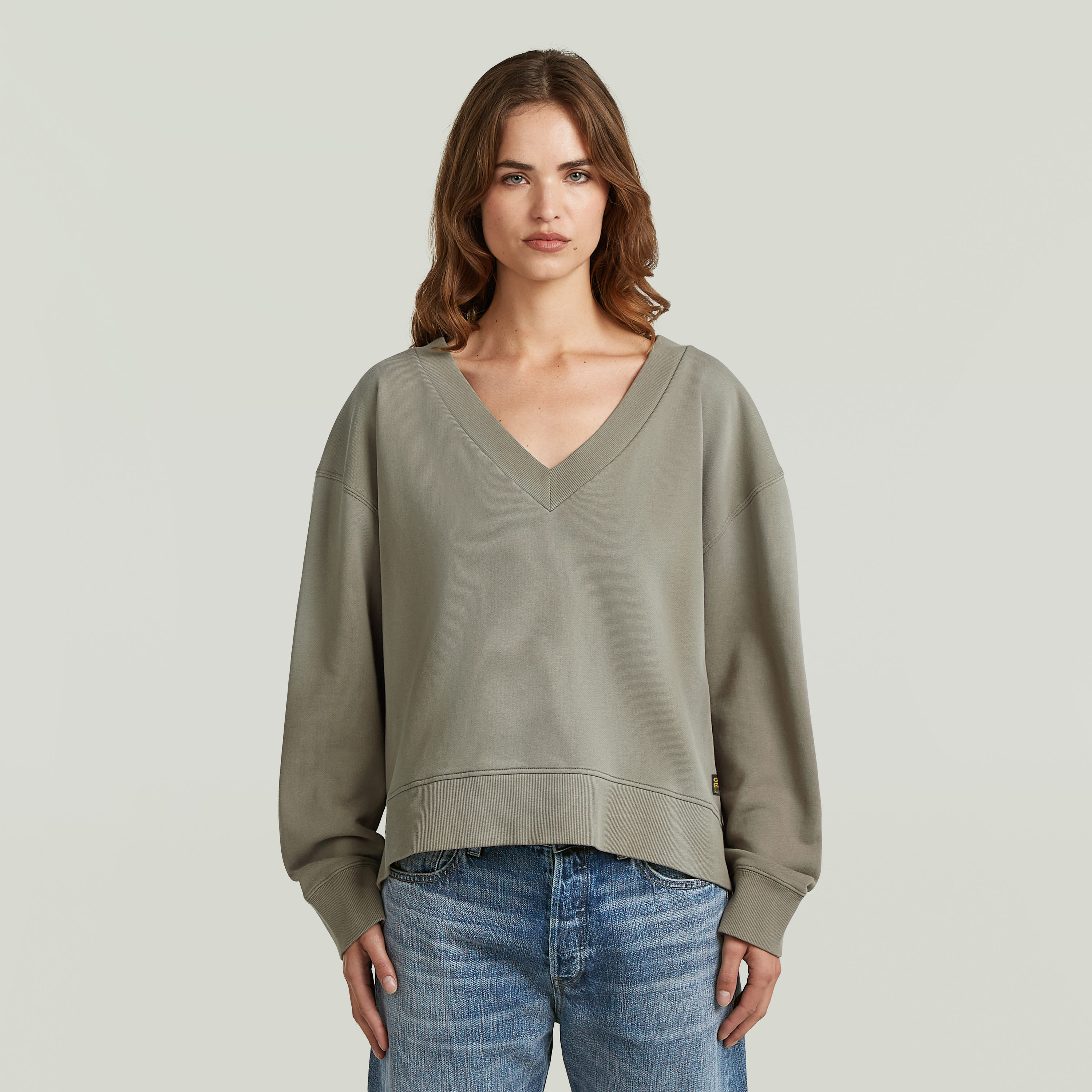 G-STAR Sweatshirt "Sun faded V-Neck Loose Wmn", mit V-Ausschnitt