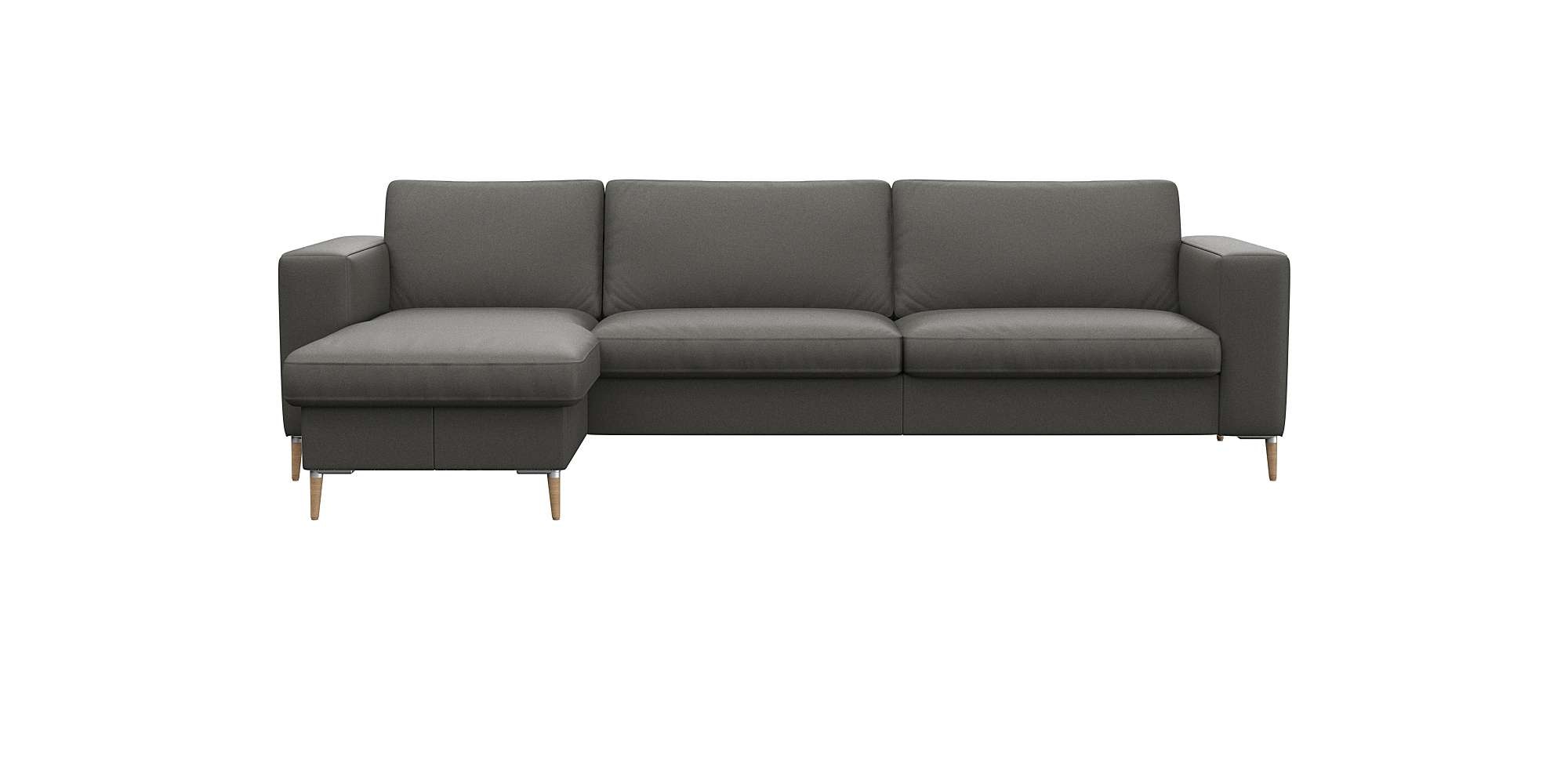 FLEXLUX Ecksofa "Fiore, super Sitzkomfort durch Kaltschaum im Sitz, L-Form" schmale Armlehnen, Füße Alu+ Eiche