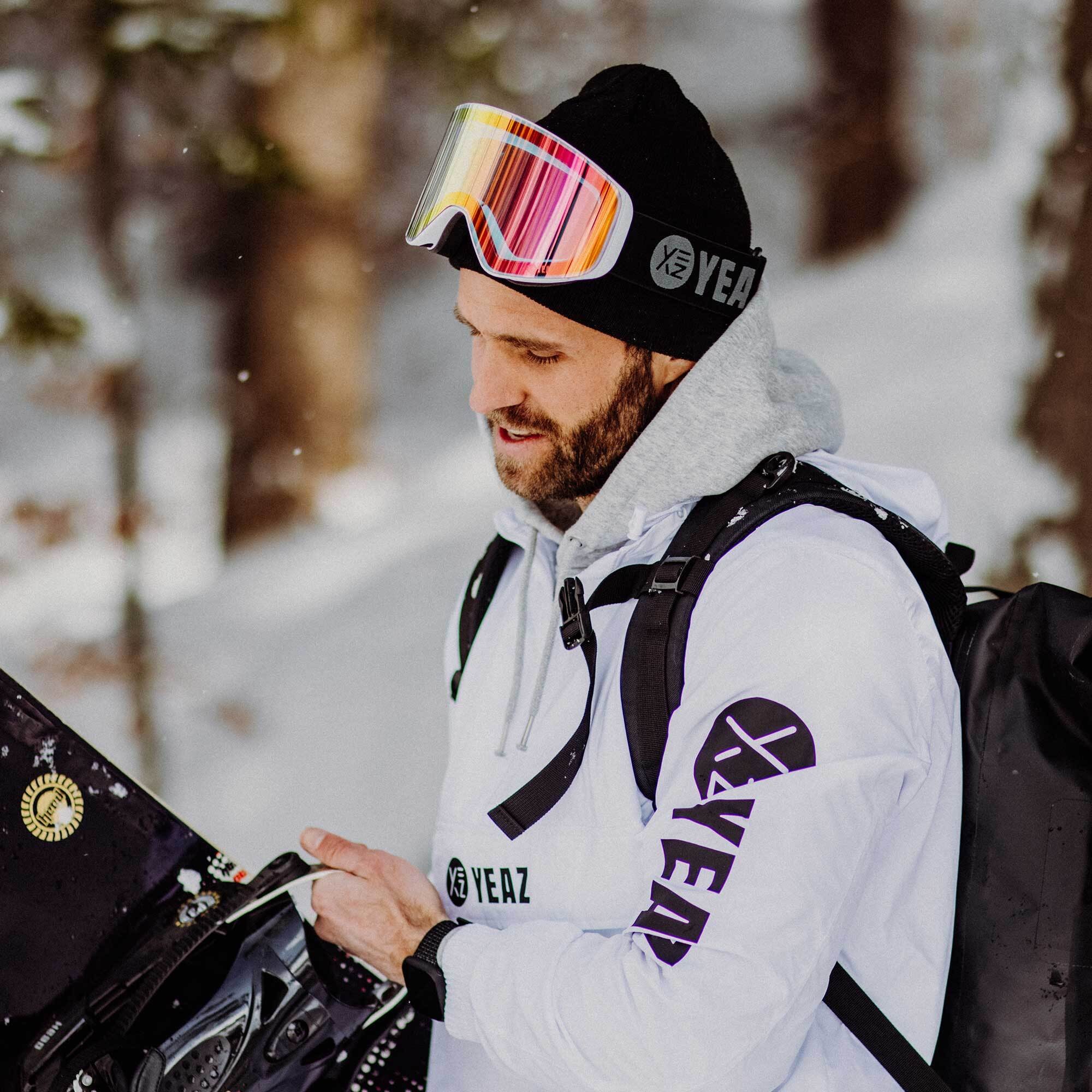 YEAZ Snowboardbrille »Magnet-Ski-Snowboardbrille pink verspiegelt/weiß APEX«