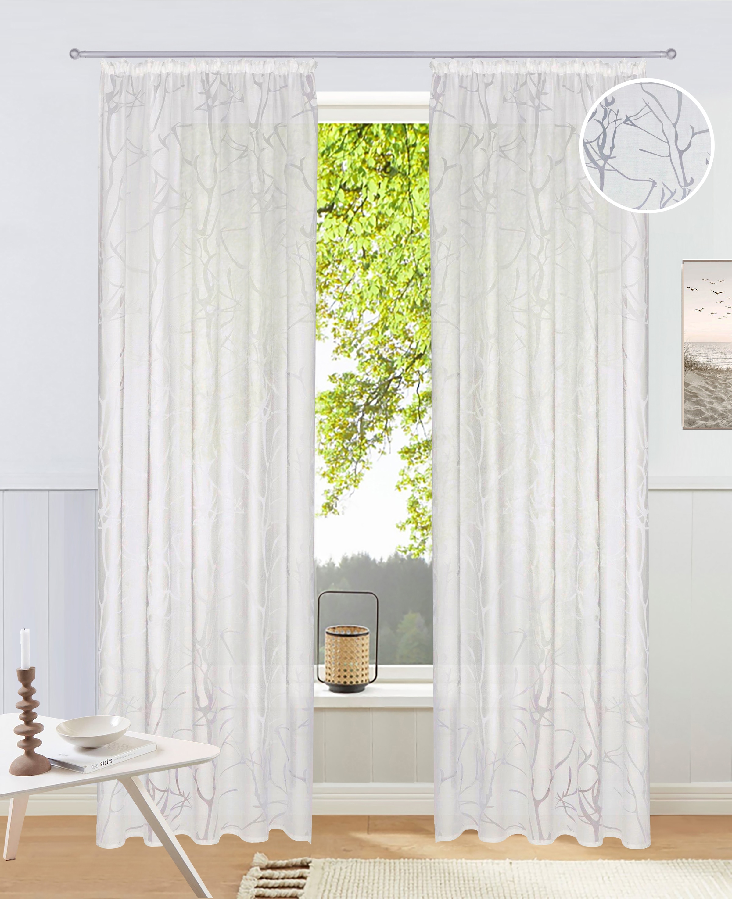 OTTO home Gardine "Anna" Kräuselband 1 Stk. tlg. Viskose, Polyester, Äste-M günstig online kaufen