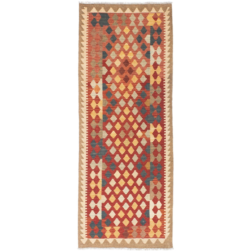 Wohnen Teppiche morgenland Läufer »Kelim Medaillon Rosso chiaro 198 x 74 cm«, rechteckig, 0,4 mm Höhe, OrientOptik hellrot