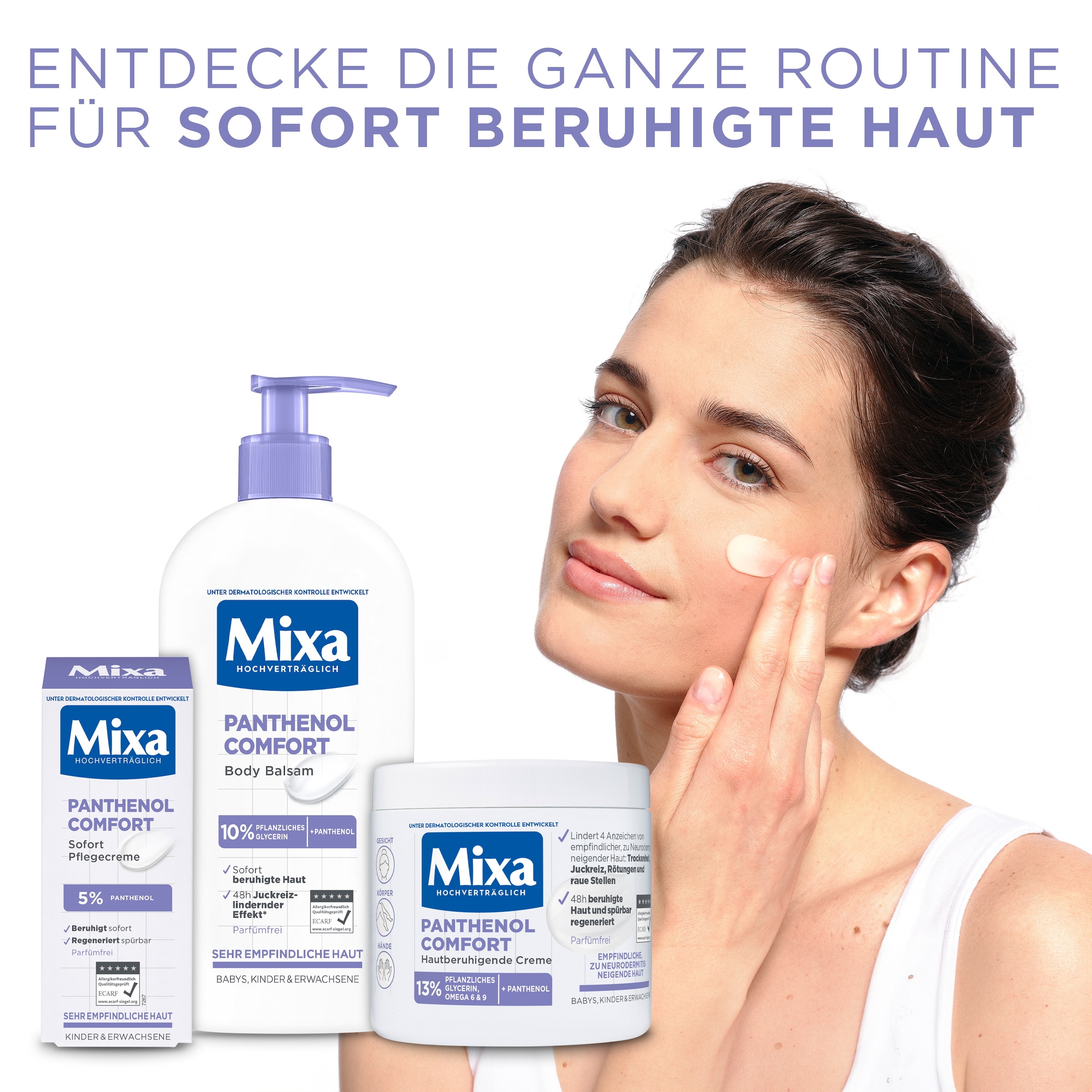 Mixa Körpercreme »MIXA PANTHENOL COMFORT HAUTBERUHIGENDE CREME« sanfte Pflege, hilft bei zu Neurodermitis neigender Haut, fettet nicht