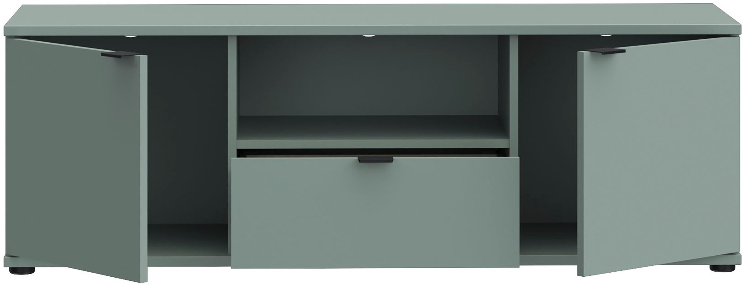 Thumbnail - FORTE Lowboard "Ganymede" Breite 129,8cm, TV Board, Stauraum, Schublade; Metallgriffe, Kabelführung