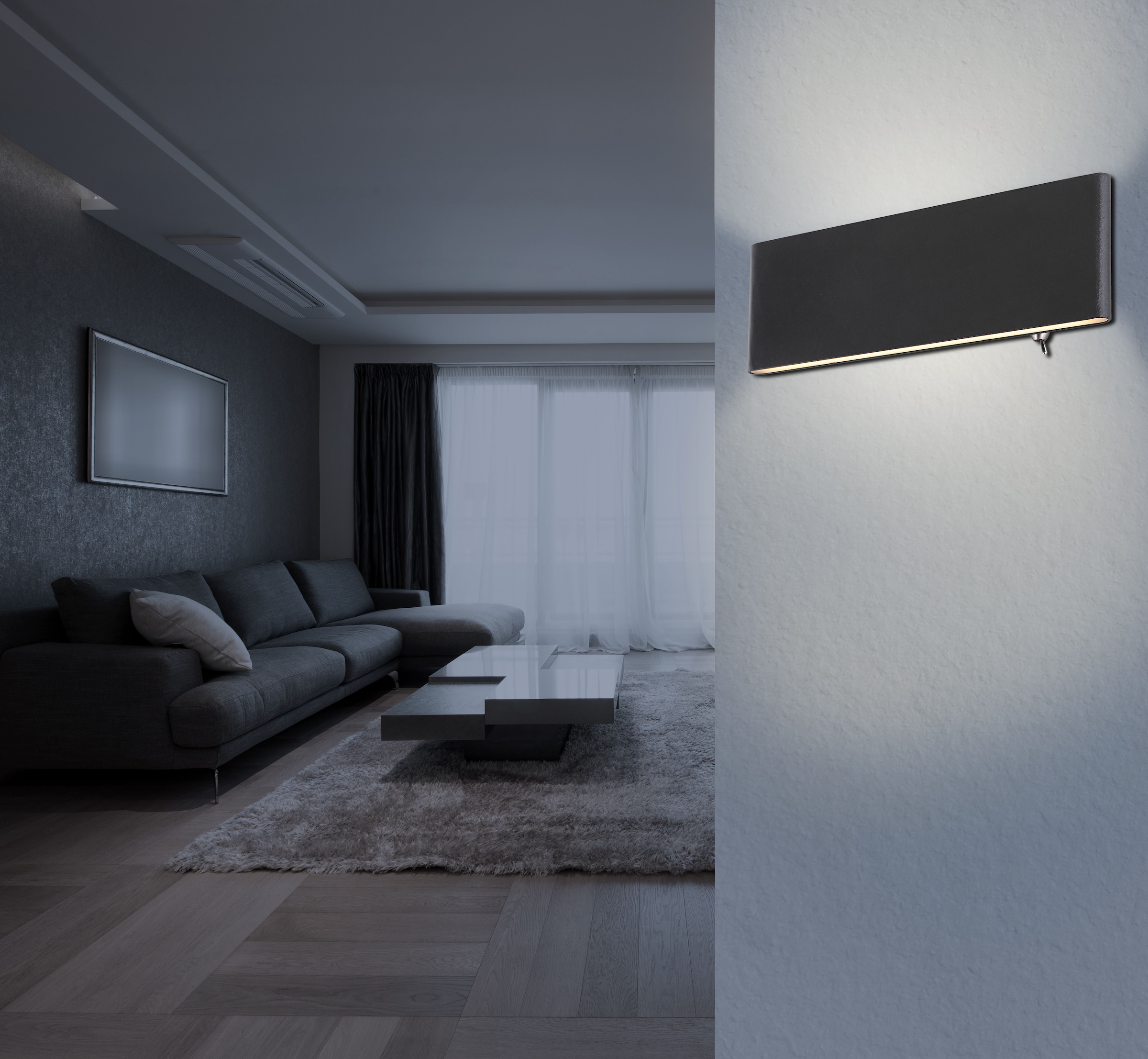 GLOBO LIGHTING LED Wandleuchte »SIEGFRIED«, Leuchtmittel LED-Modul | LED fest integriert, Wandlampe/schwarz/Kippschalter/Lichtschein: auf- und abwärts/3000K