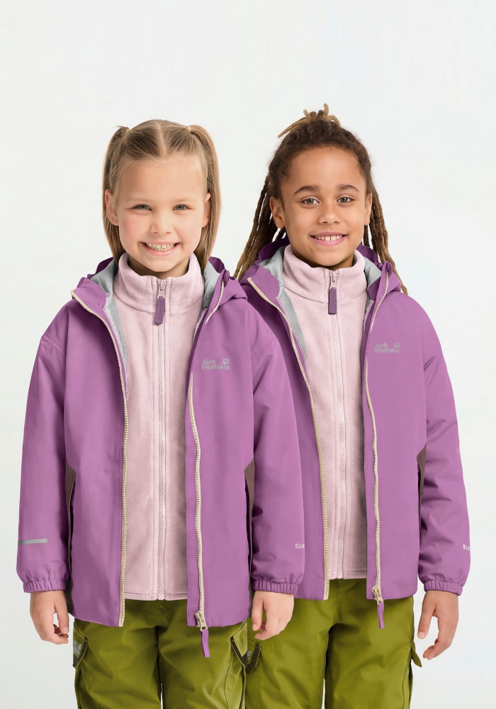 Jack Wolfskin 3-in-1-Funktionsjacke "ICELAND 3IN1 JKT K" mit Kapuze Allwetterjacke für Kinder, wasser- und winddicht, warm