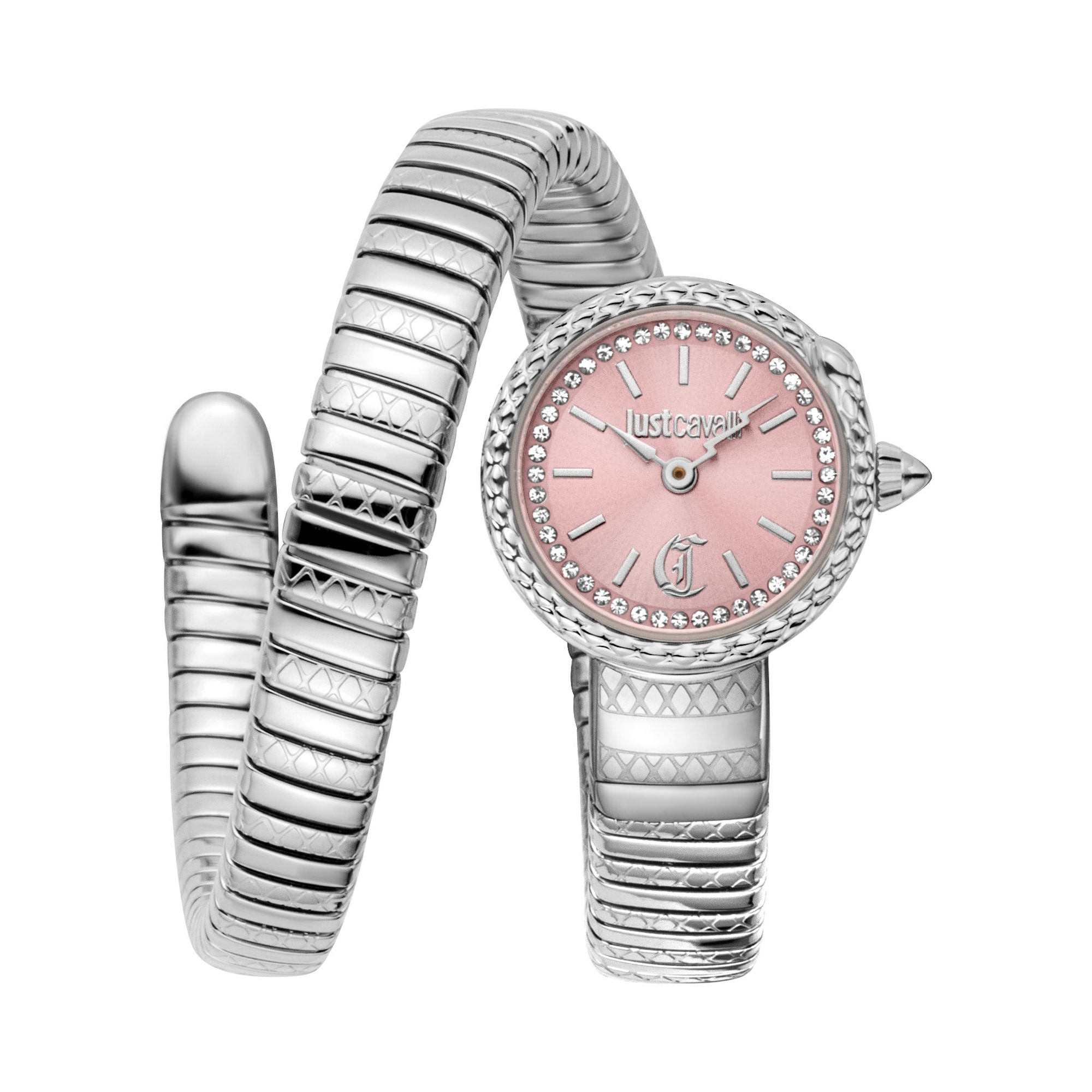 Just Cavalli Time Quarzuhr »Signature Snake« Armbanduhr, Damenuhr, Edelstahlarmband, analog, Kristallsteine
