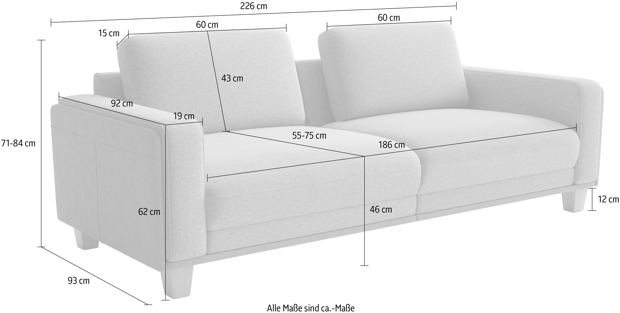 sit&more Big-Sofa »Concept« Modernes Sofa in drei Fußfarben zur Auswahl