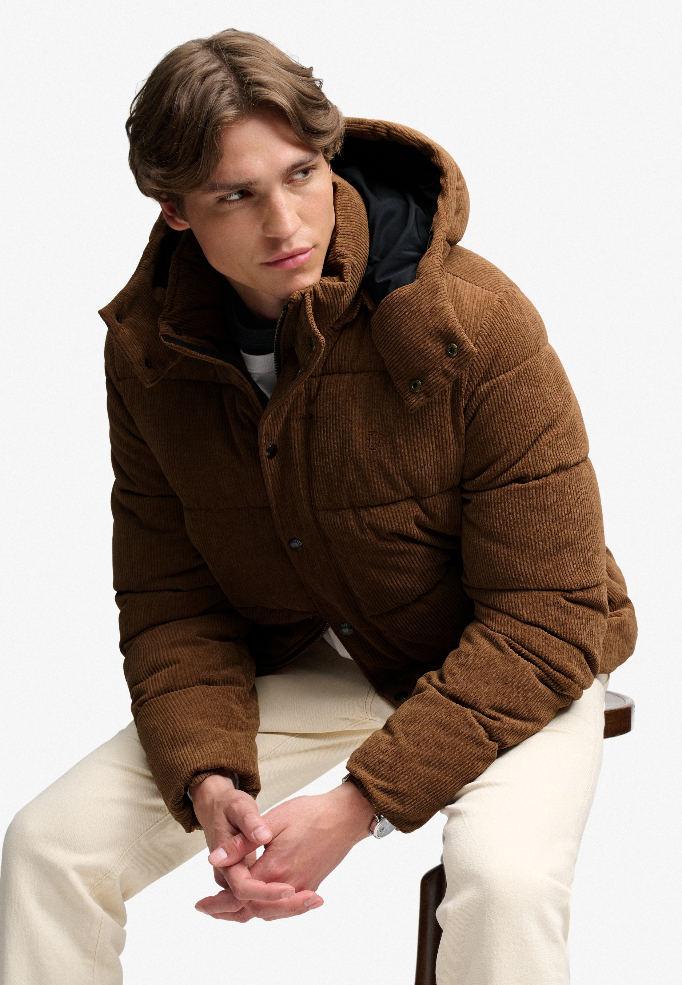 Superdry Steppjacke »PREMIUM HOOD CORD PUFFER JKT« mit Kapuze Kunstfaser, relaxed fit