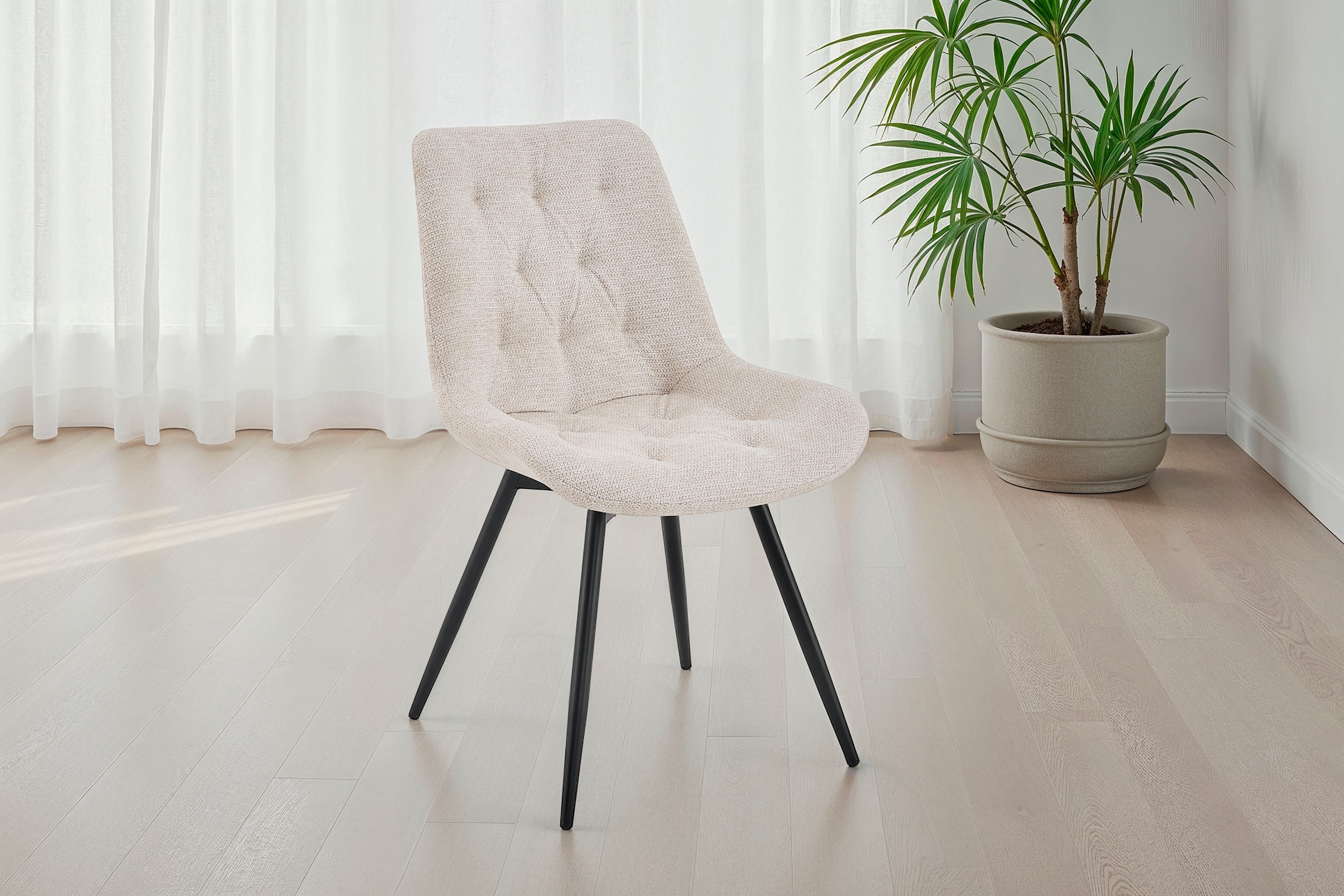 byLIVING Esszimmerstuhl »Aragon« (Set) 2 Stk.360 Grad drehbarer Stuhl, hochwertiger Webstoffbezug mit Steppung