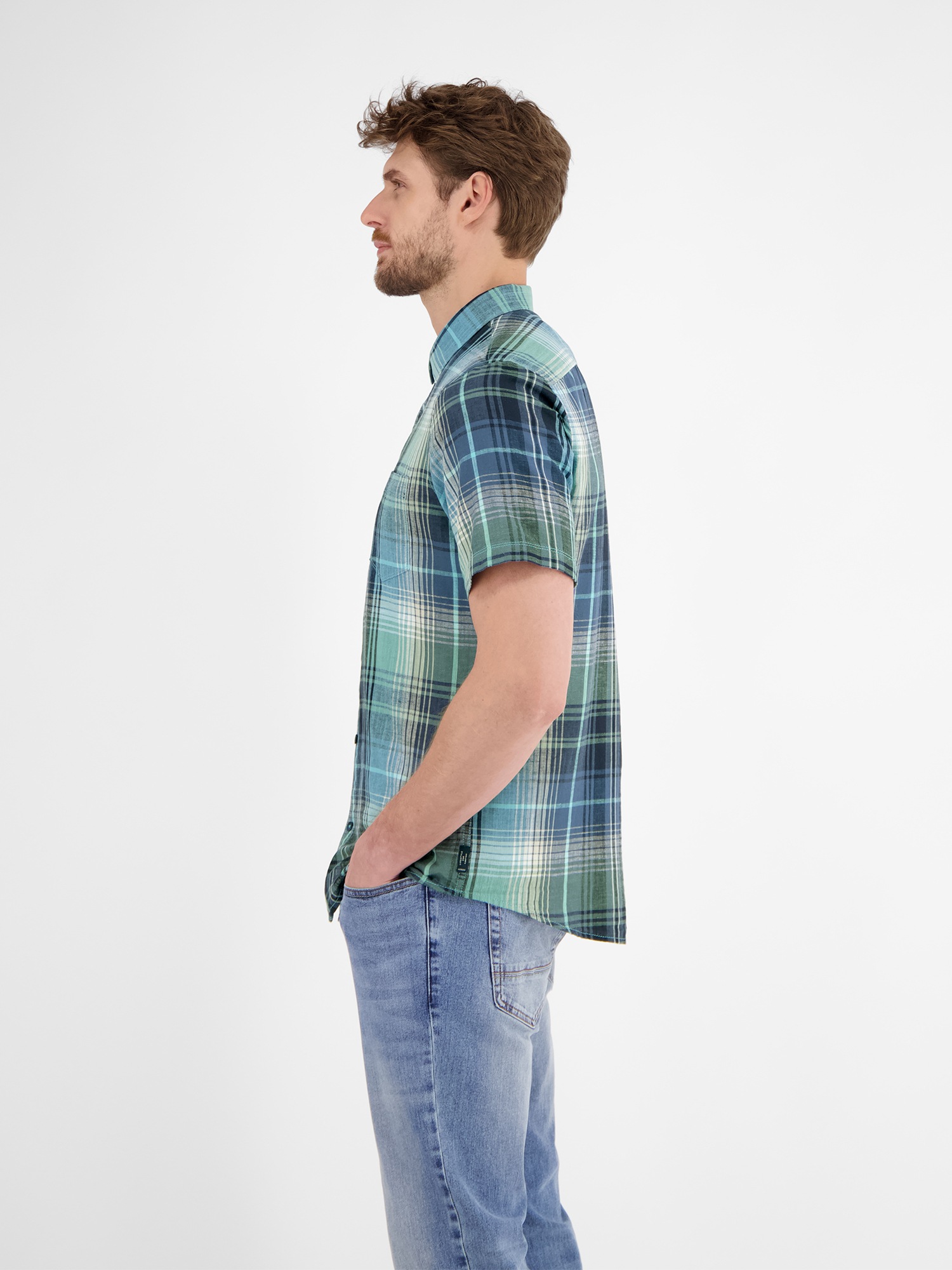 Thumbnail - LERROS Kurzarmhemd "Sommerliches Karohemd mit Leinenanteil"