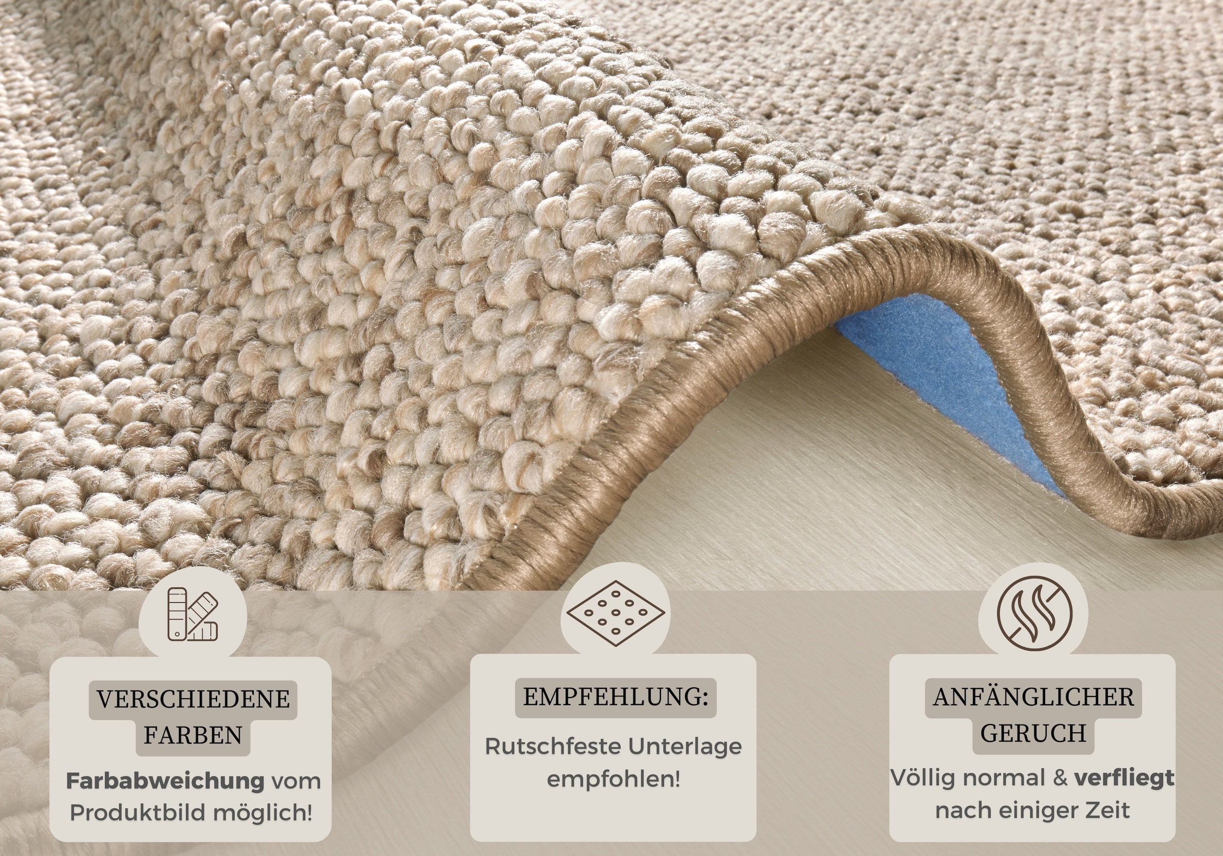 HANSE Home Teppich »Wolly 2«, rechteckig, 12 mm Höhe, Flachgewebe, Läufer, Skandi, Woll-Optik, Esszimmer, Wohnzimmer, Flur