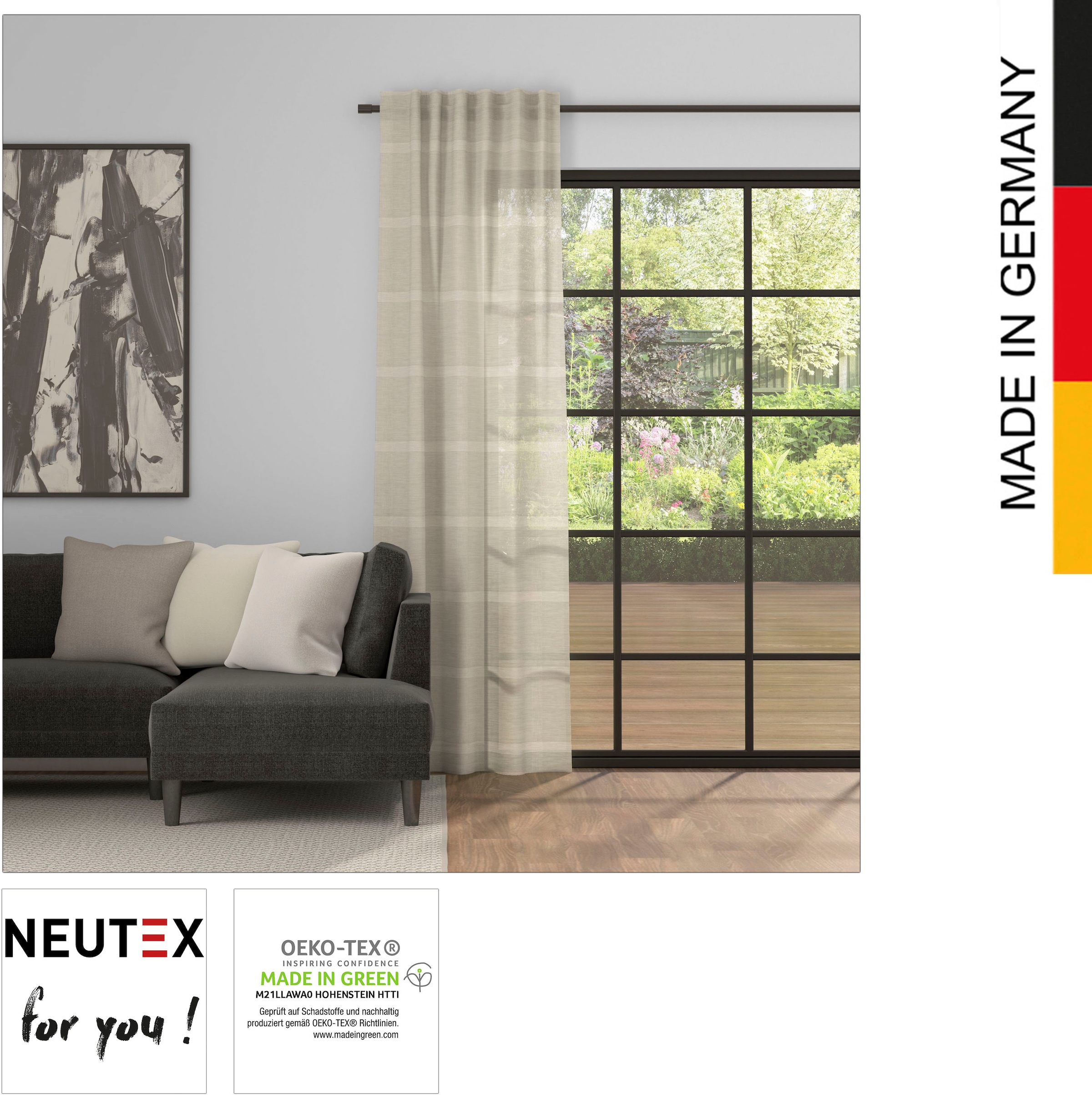 Neutex for you! Vorhang »Ajuna«, (1 St.), edle dezente Karodessinierung auf  Rechnung | BAUR | Fertiggardinen