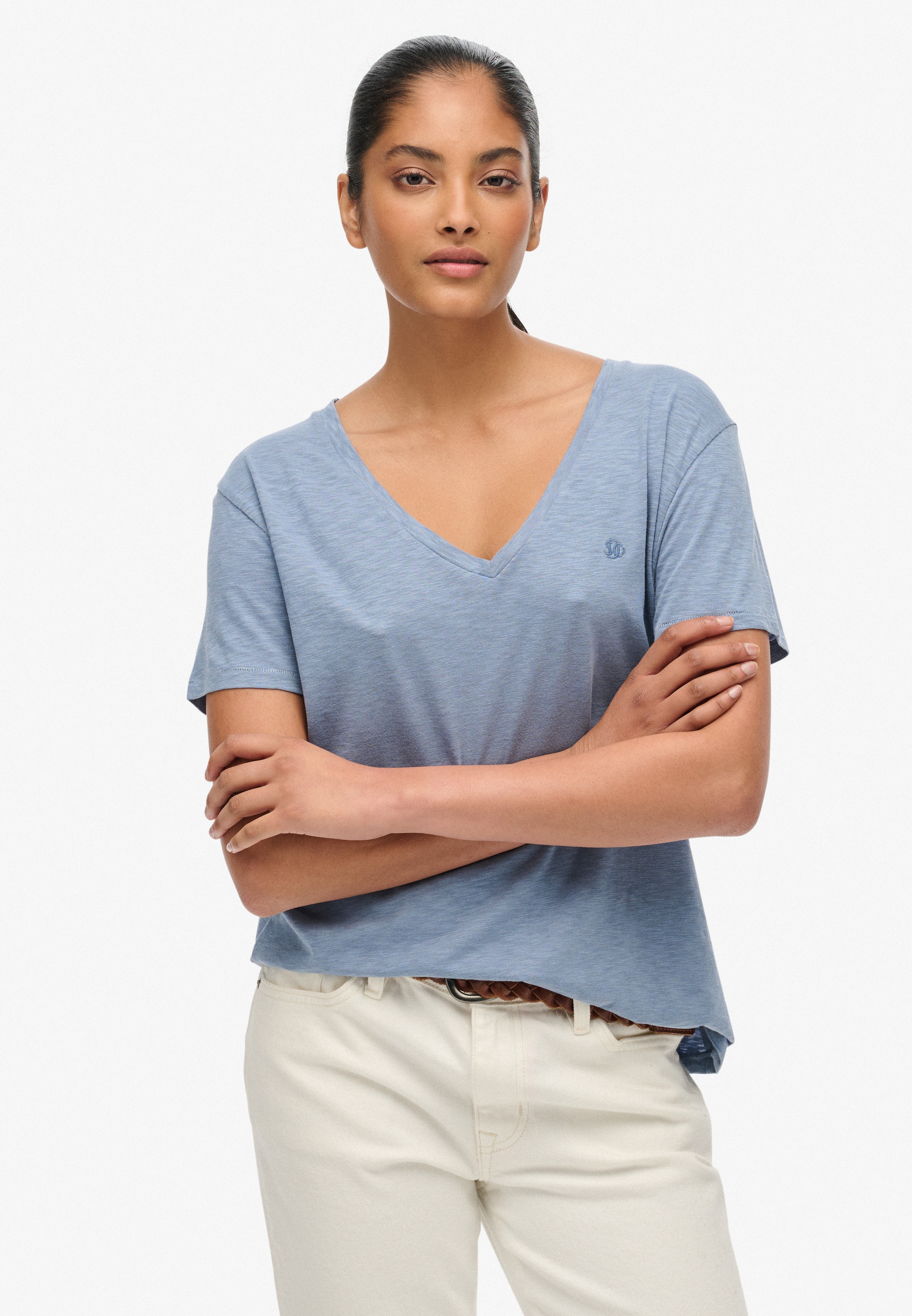 Superdry T-Shirt »STUDIOS SLUB EMB VEE TEE« Baumwollmischung, relaxed fit