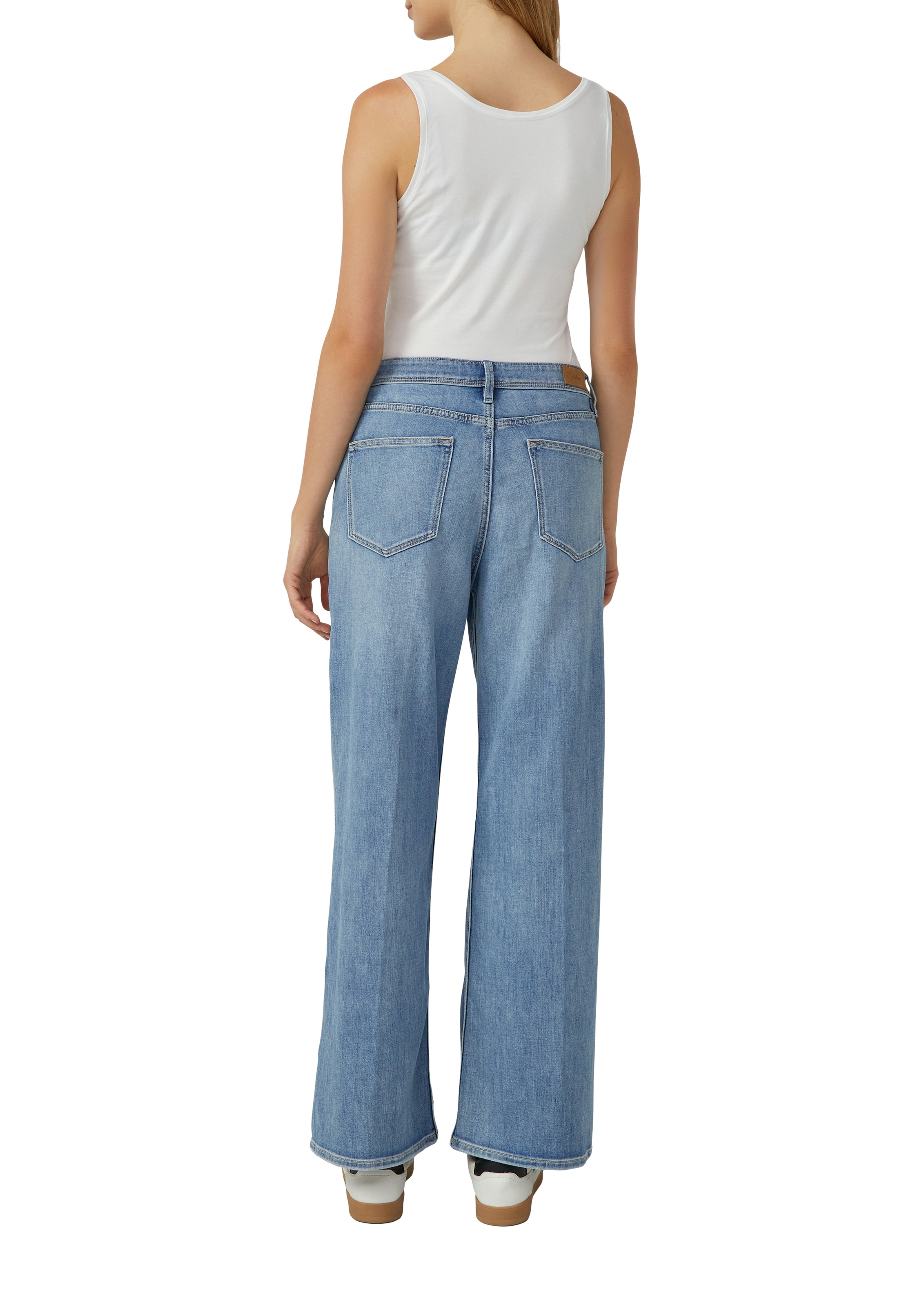 Tanktop S.OLIVER, Damen, Gr. 38, weiß (2x weiß), Jersey, Obermaterial: 95% Baumwolle, 5% Elasthan, unifarben, hüftbedeckend, Rundhals, Tops Tanktop, 2-er Pack, Sommertop, mit Stretch 3