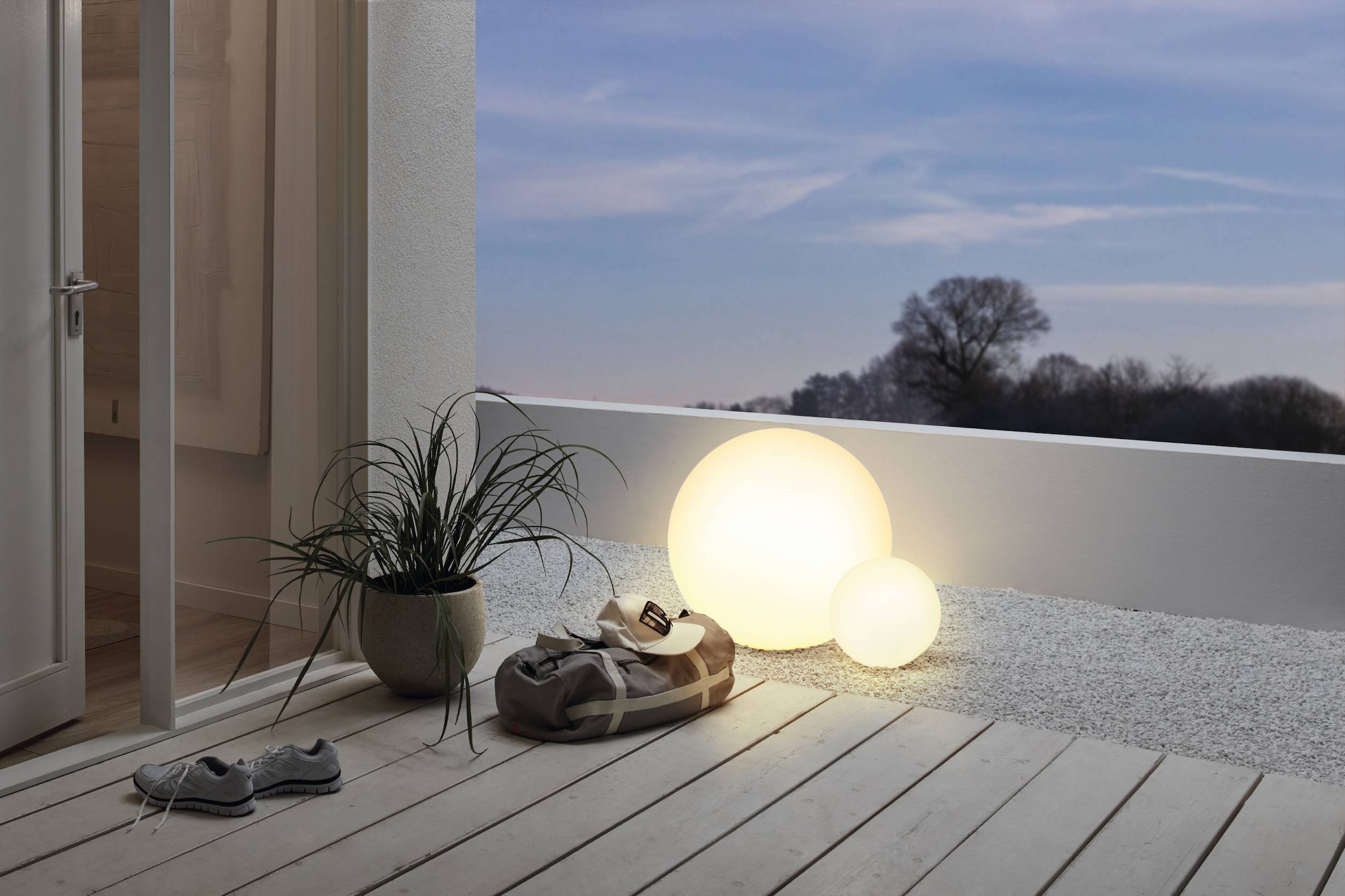 EGLO Stehlampe »Monterolo Garten Kugel, Stehlampe, Außenleuchte, Kunststoff, E27, IP65« E27 1 Stk.