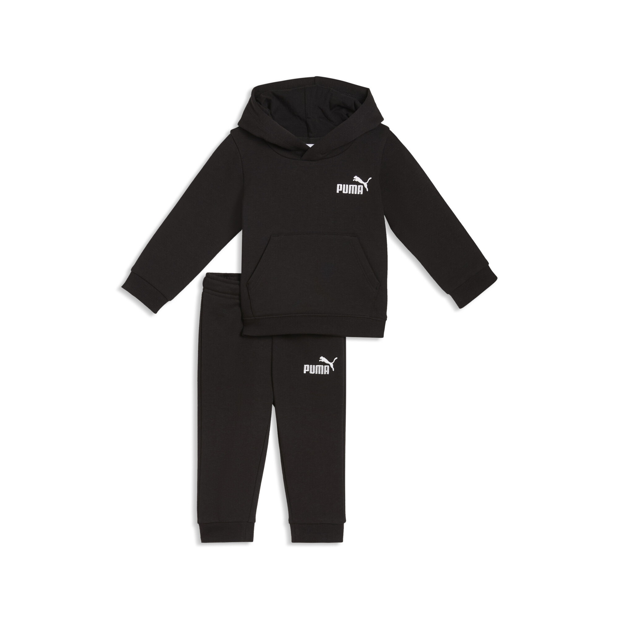 Jogginganzug PUMA "Minicats French Terry Loungewear-Set Kinder", Jungen, Gr. 86, schwarz, Obermaterial: 32% Polyester, 68% Baumwolle; Kapuzenfutter: 100% Baumwolle; Rippe: 3% Elasthan, 97% Baumwolle, Sportanzüge Jogginganzug