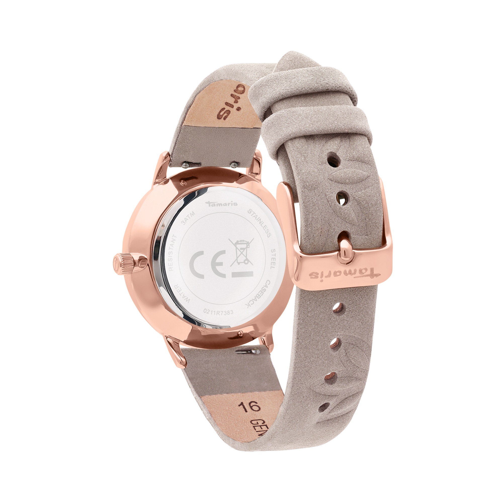 Tamaris Quarzuhr Armbanduhr, Damenuhr, Lederarmband, analog