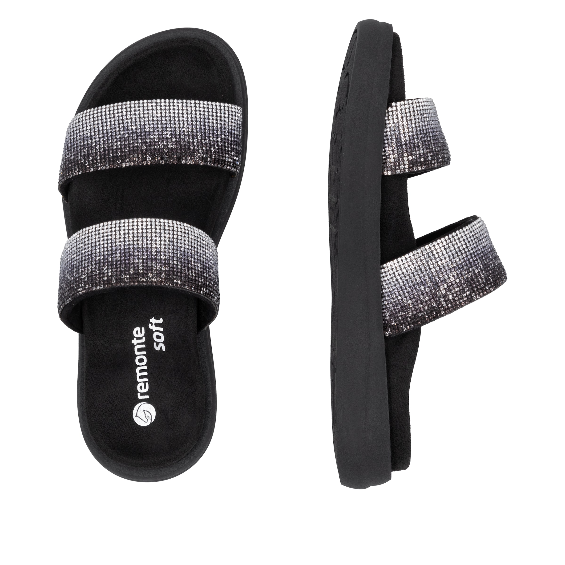 Remonte Pantolette, Plateau, Sommerschuh, Schlappen mit funkelenden Strasssteinen