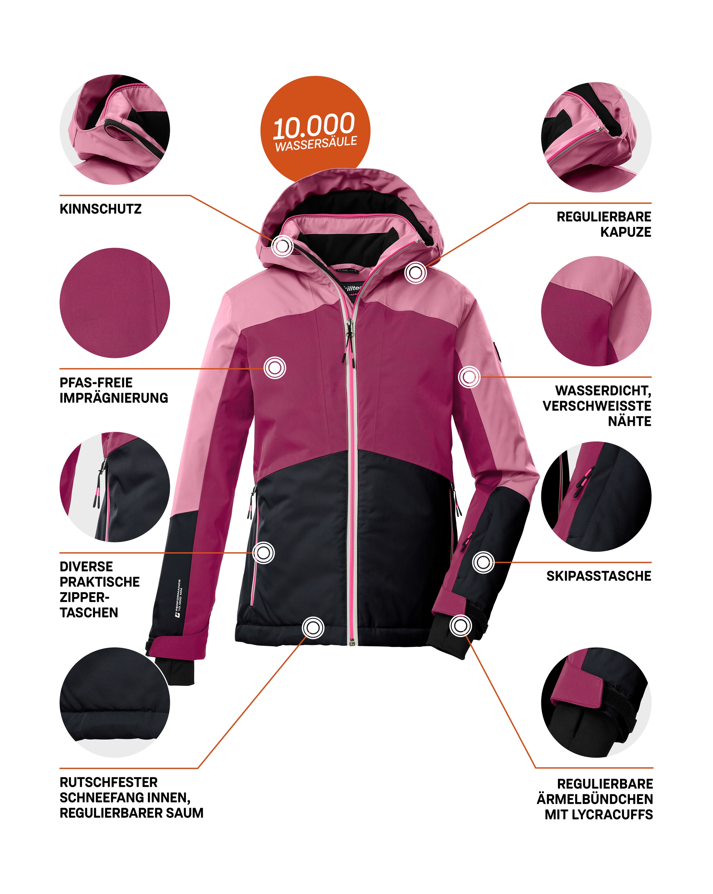 Killtec Skijacke »KSW 196 GRLS SKI JCKT« Kinder Skijacke: wasser- und winddicht, atmungsaktiv, PFAs-frei
