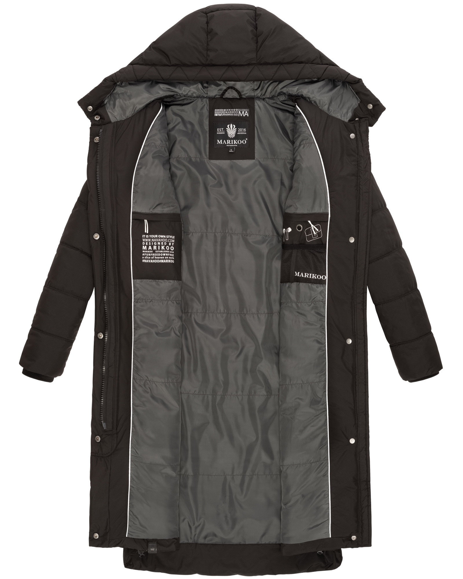 Marikoo Winterjacke »Soranaa«, langer Winter Mantel mit Kapuze
