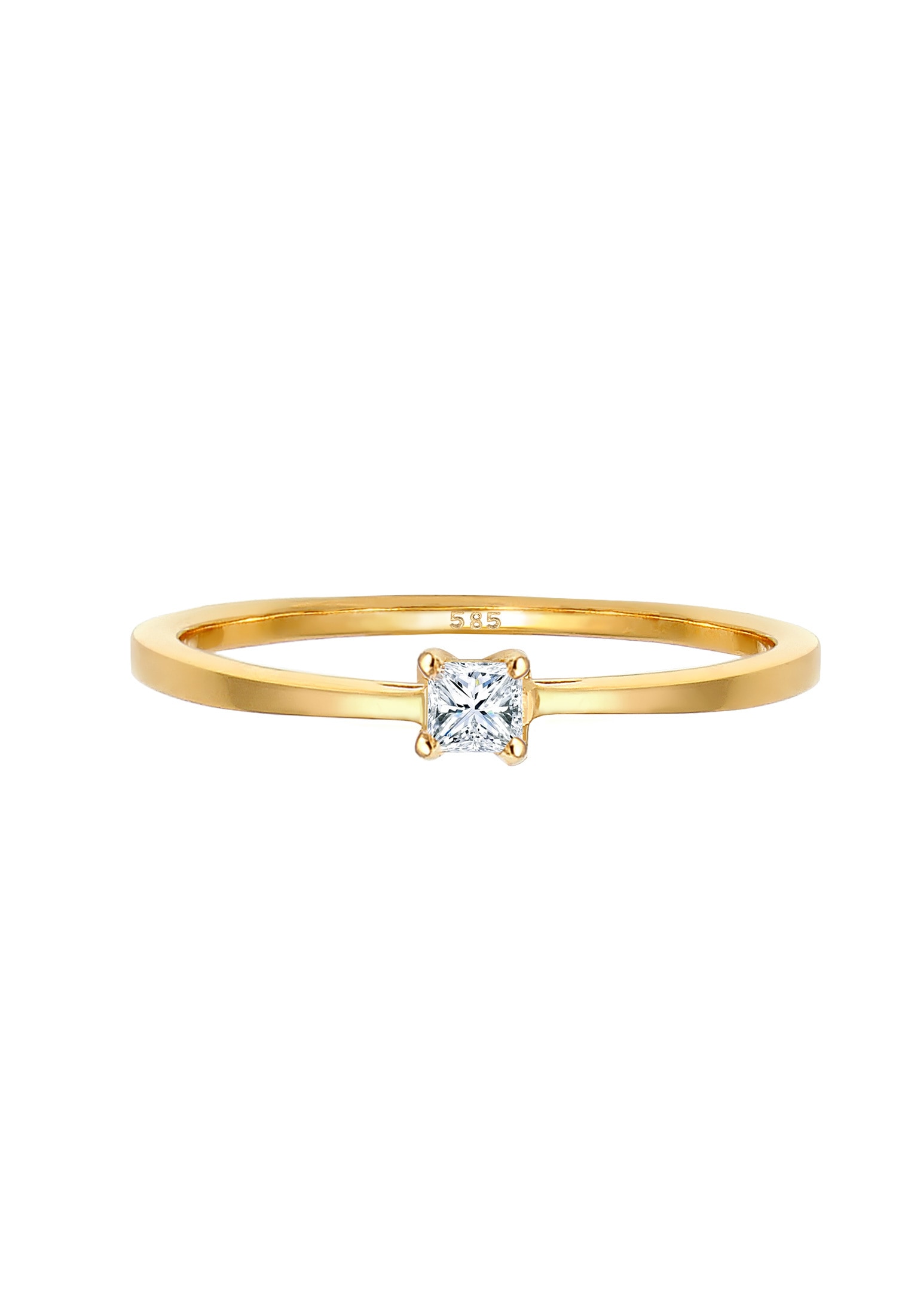 Elli DIAMONDS Verlobungsring »Prinzessschliff Diamant (0.1 ct) 585 Gelbgold«