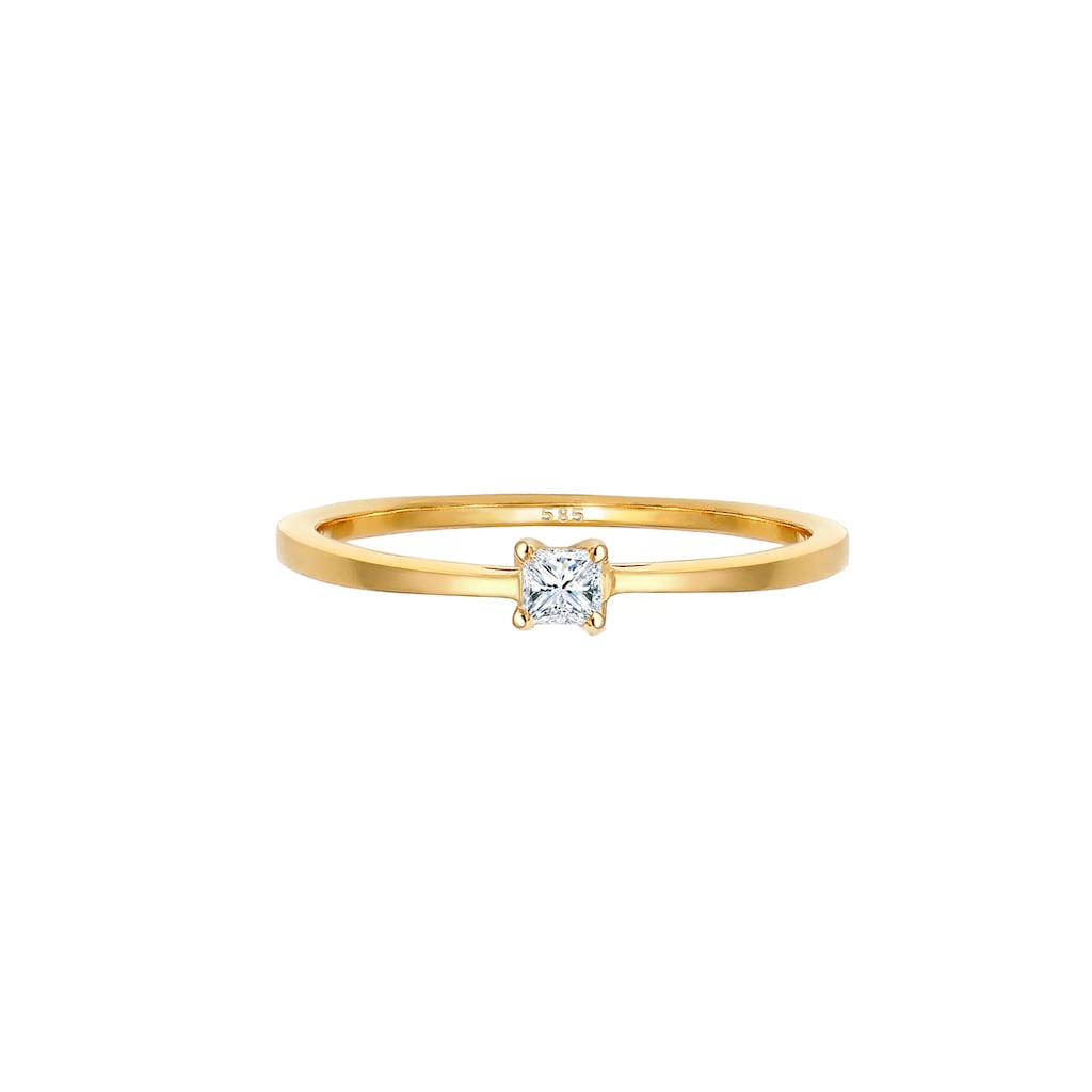 Elli DIAMONDS Verlobungsring »Prinzessschliff Diamant (0.1 ct) 585 Gelbgold«