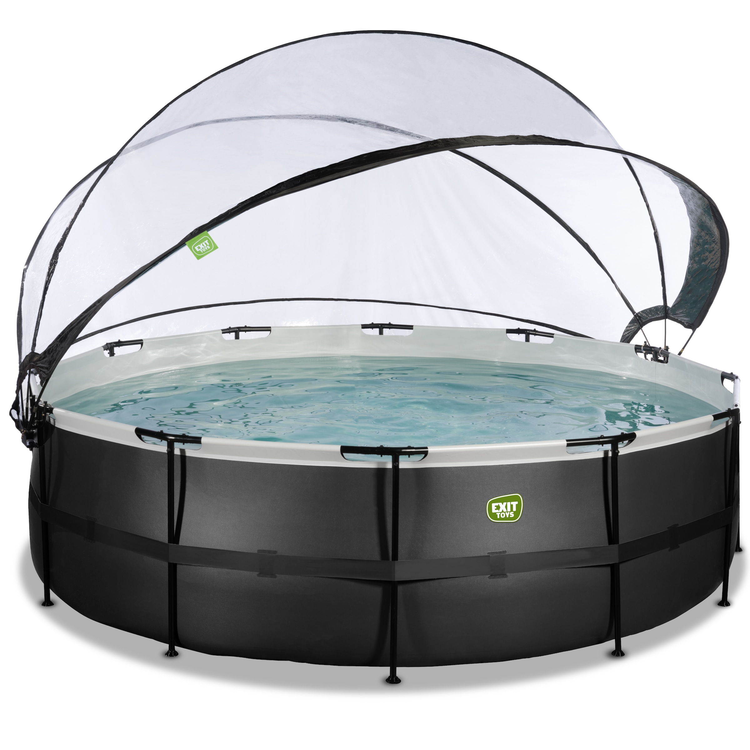 EXIT Framepool »»Black Leather Pool««, (Set), mit Sandfilterpumpe und Abdeckung und Zubehörset - schwarz