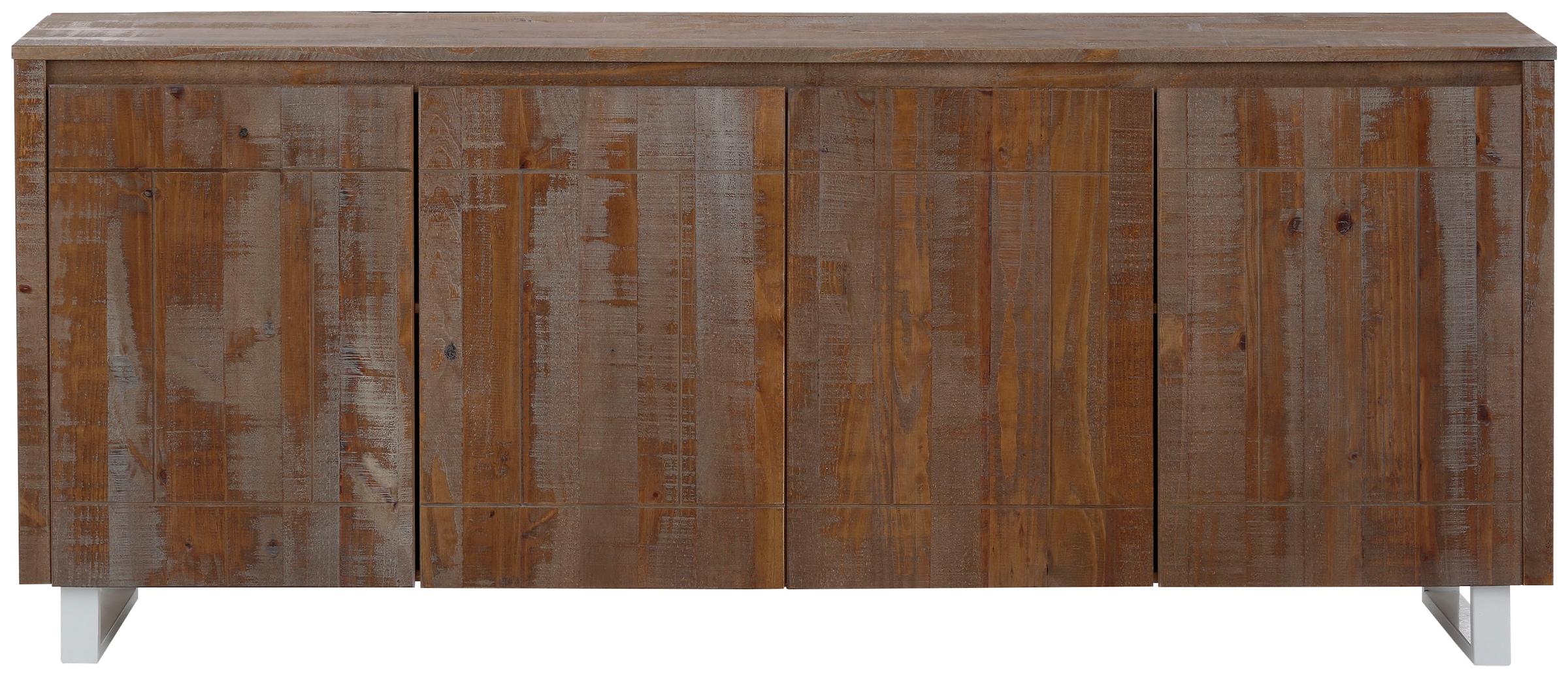 Home affaire Sideboard "Lagos", Kommode aus massivem Kiefernholz, mit weiß lackiertem Beingestell