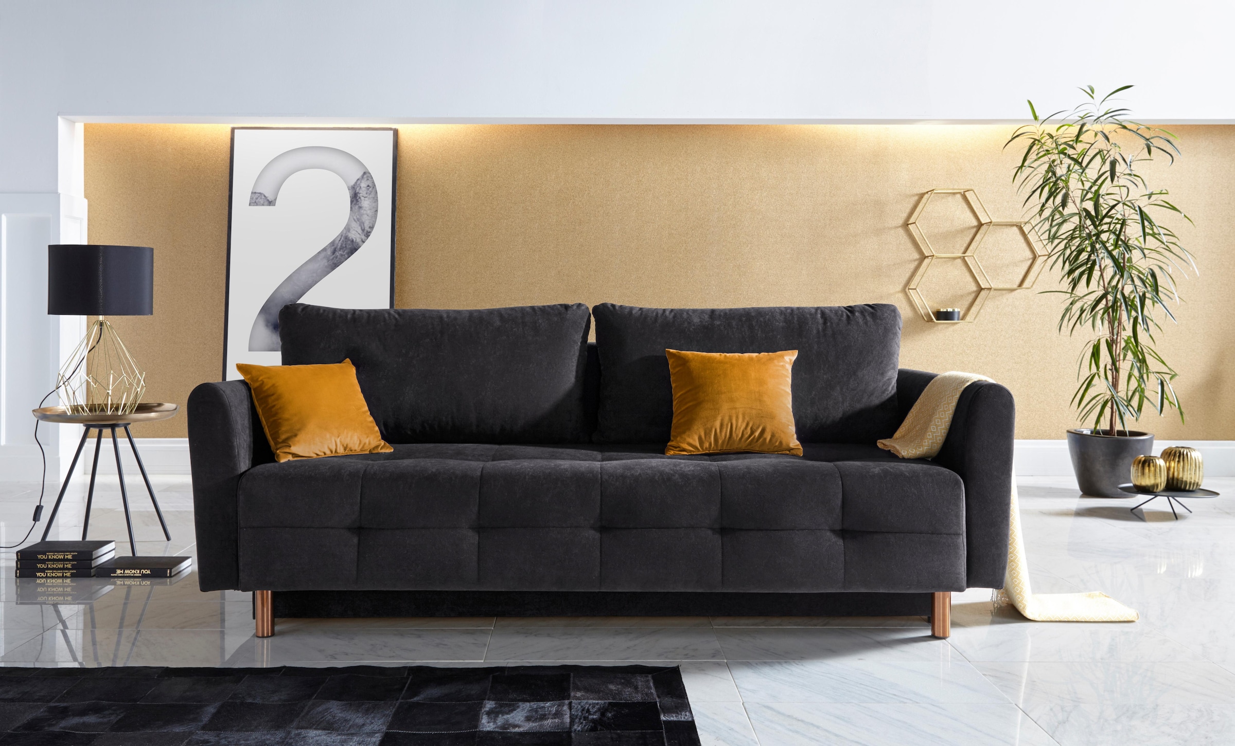 Home affaire Schlafsofa "Nordic" mit Federkern und Metallbeinen, Steppung i günstig online kaufen