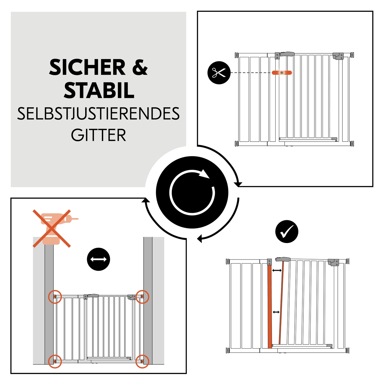 Hauck Türschutzgitter »Open N Stop 2 Set inklusive Verlängerung 21 cm, White«, auch als Treppenschutzgitter verwendbar; 96-101 cm