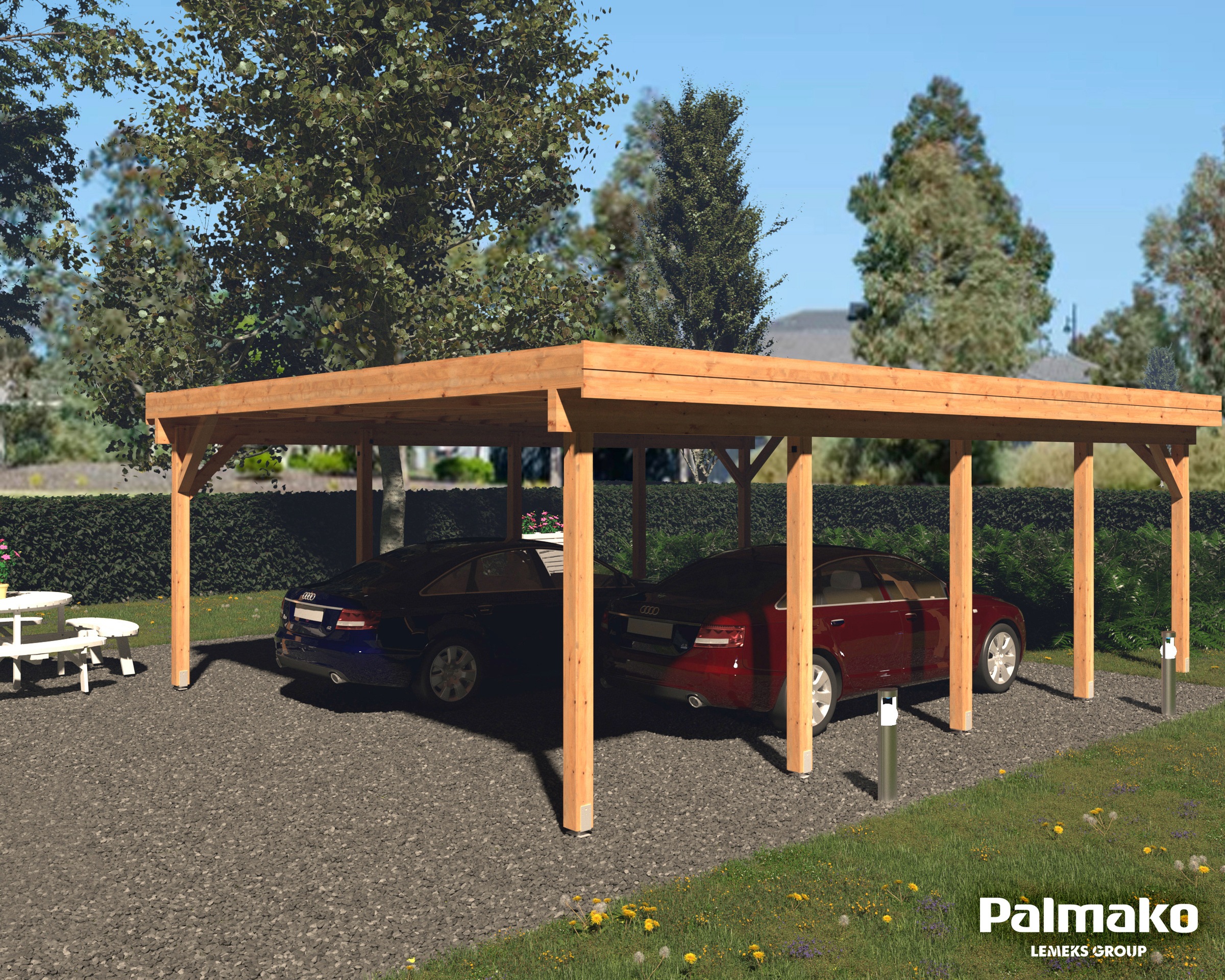 Palmako Doppelcarport »Karl«, Holz, hellbraun