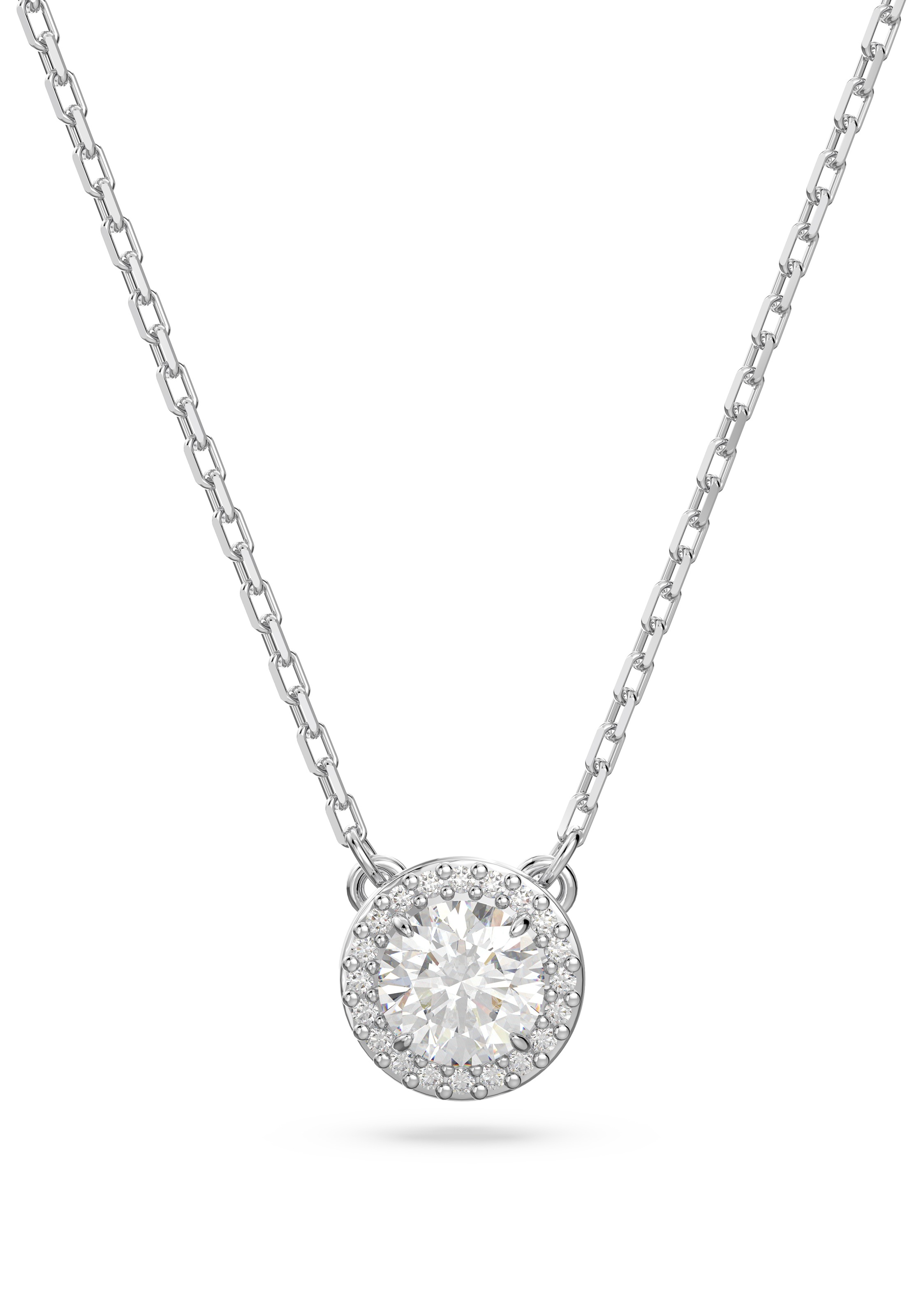 Kette mit Anhänger SWAROVSKI "Una Angelic", weiß (metallfarben, kristallweiß), Halsketten, Damen, Metall, L: 44 B: 1,4mm, mit Swarovski Kristall, B:1,4mm 2