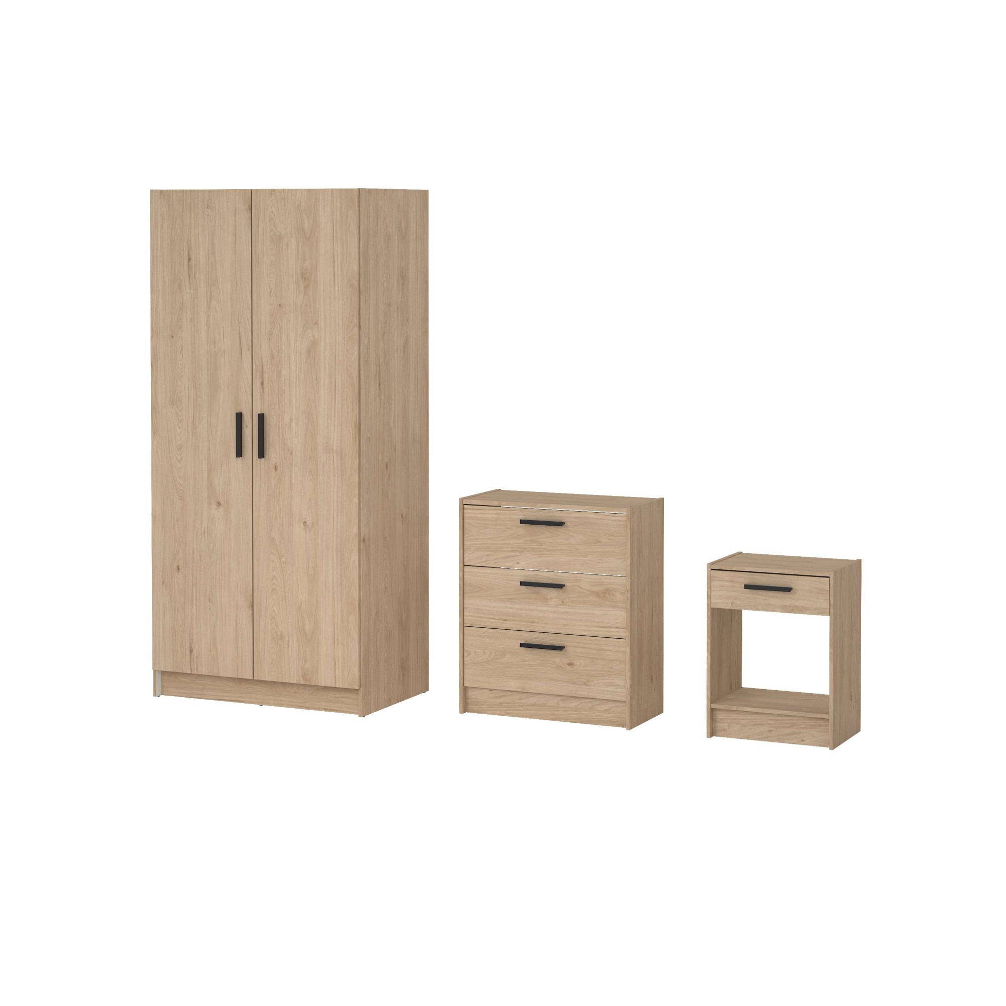INOSIGN Schlafzimmer-Set »Escape, für Schlafzimmer, Jugendzimmer, aufbewahrung, Nordischer Stil«, (Set, 3 tlg.), (Set, 3-tlg), bestehend aus Kleiderschrank, Kommode & Nachttisch