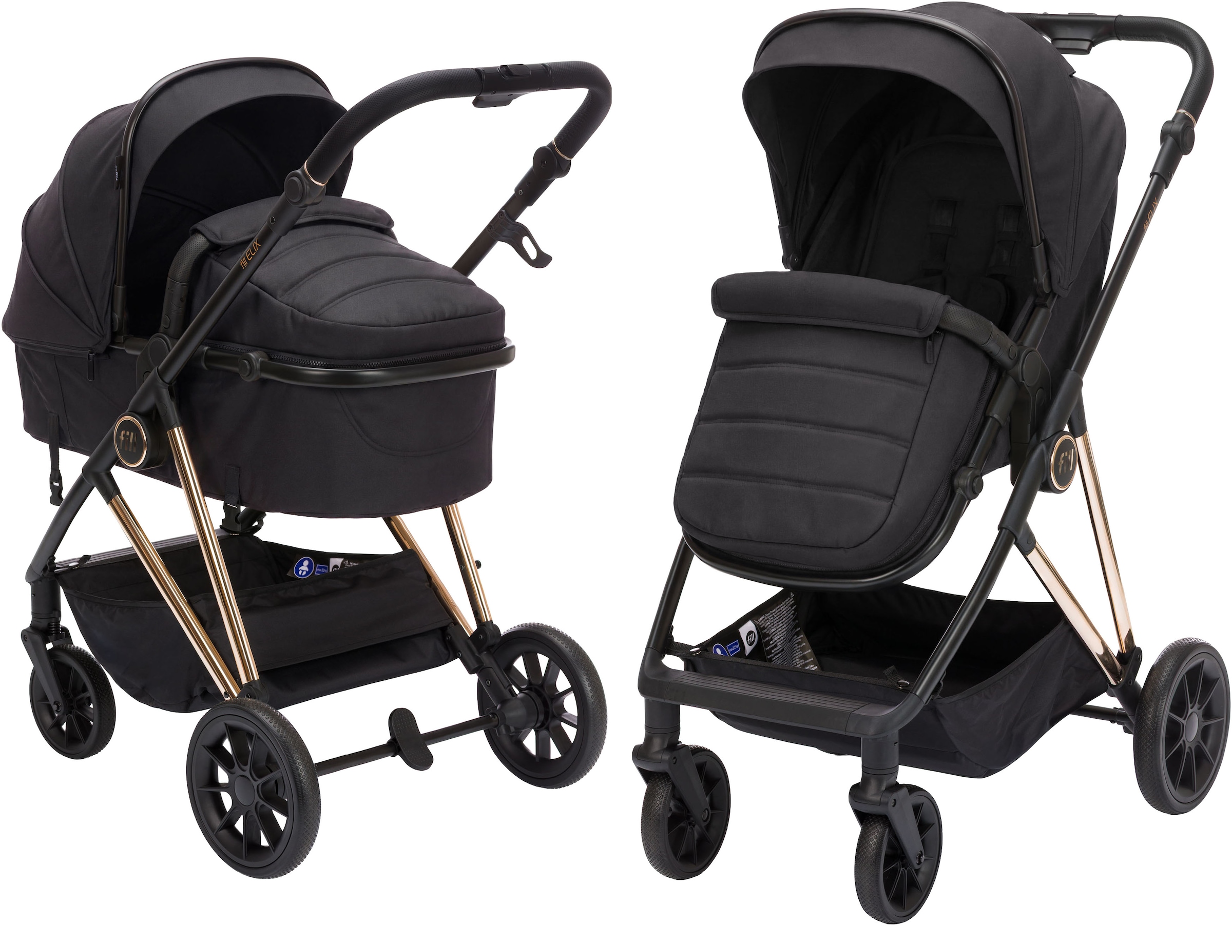 Fillikid Kombi-Kinderwagen "Fill Elix" Babywanne einfach zum Sportsitz umbaubar