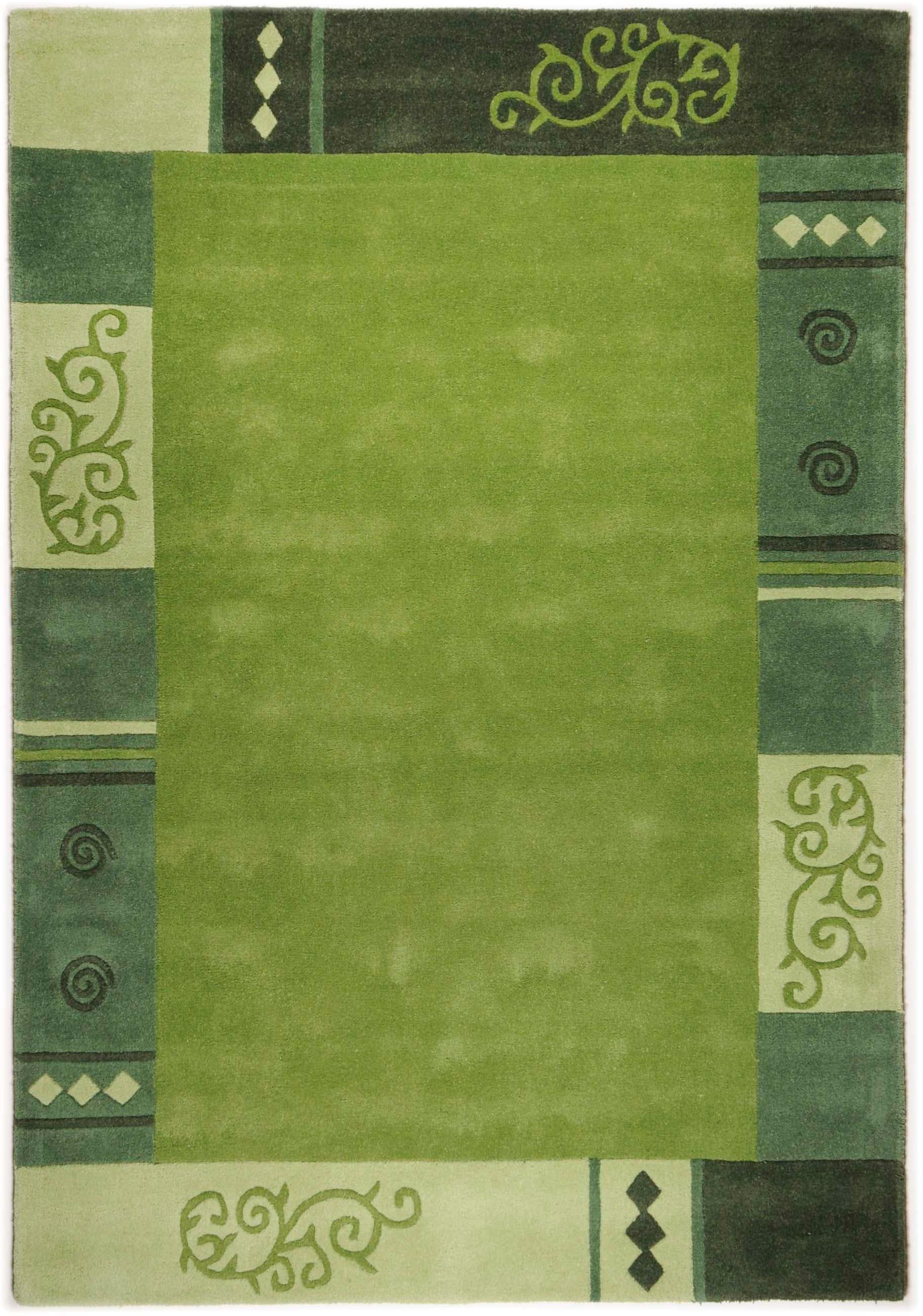 THEKO Wollteppich "Ambadi" rechteckig 14 mm Höhe reine Schurwolle, handgetuftet, mit Bordüre, modern