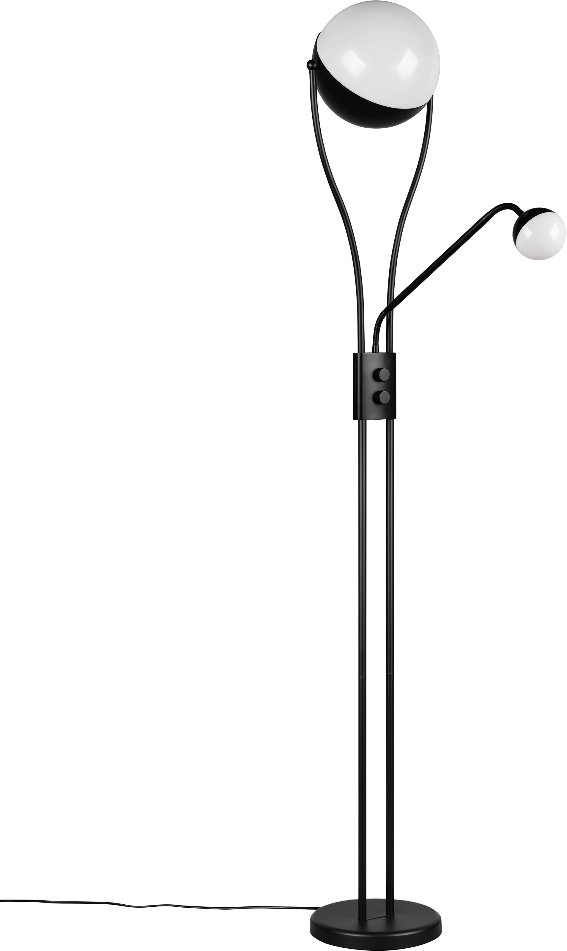 TRIO Leuchten LED Stehlampe »CHRIS, LED Stehleuchte Höhe 180cm, mit Lesearm, Drehdimmer«, 2 flammig, Leuchtmittel LED-Board-LED-Board | LED fest integriert-LED fest integriert, flexibles Leselicht getrennt schalten + dimmen, warmweißes Licht 3000K