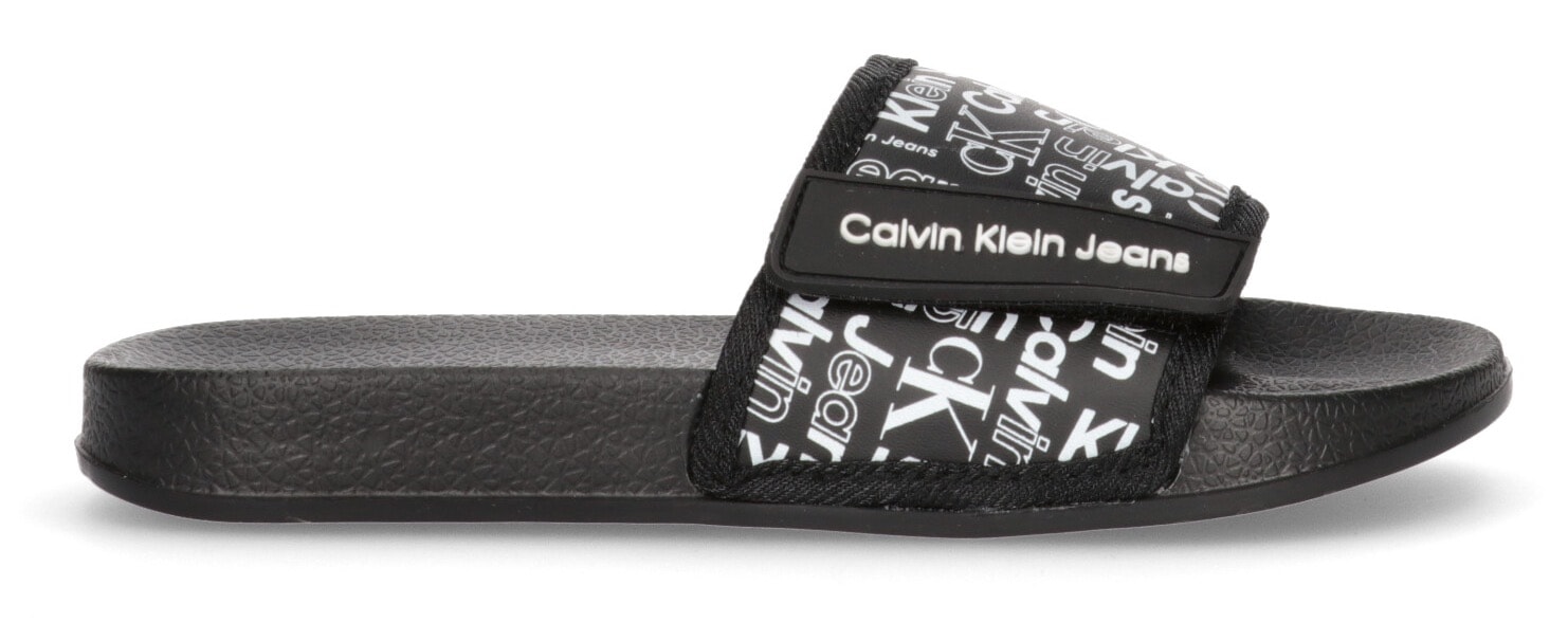 Calvin Klein Jeans Badepantolette »AOP POOL SLIDE«, Sommerschuh, Schlappen, Badeschuh, Poolslides mit Logoschriftzügen