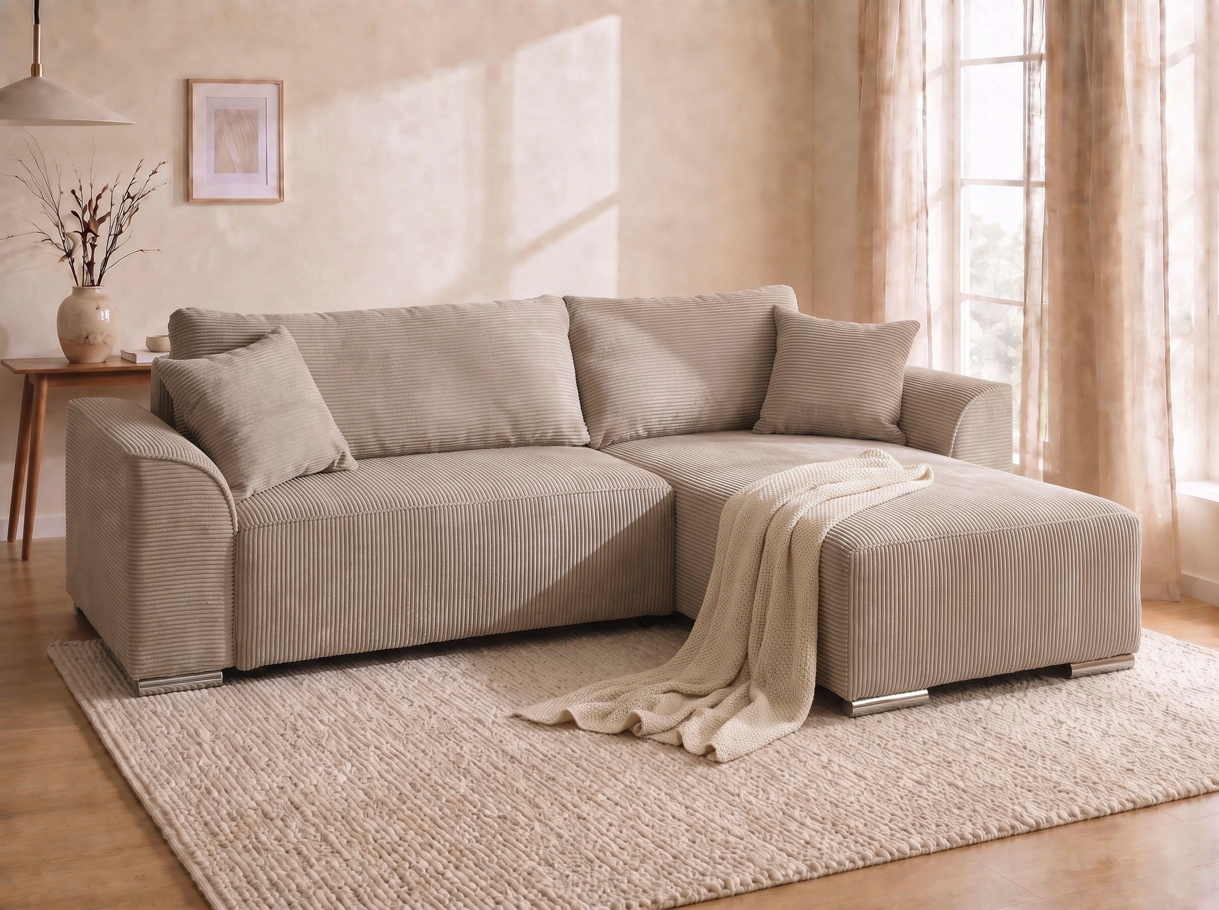 COLLECTION AB "Sara L-Form, B: 236 cm, Schlaffunktion, Bettkasten, optional Topper" Bonnellfederkern, Liegefl. 116x190 cm, Couch als Schlafsofa