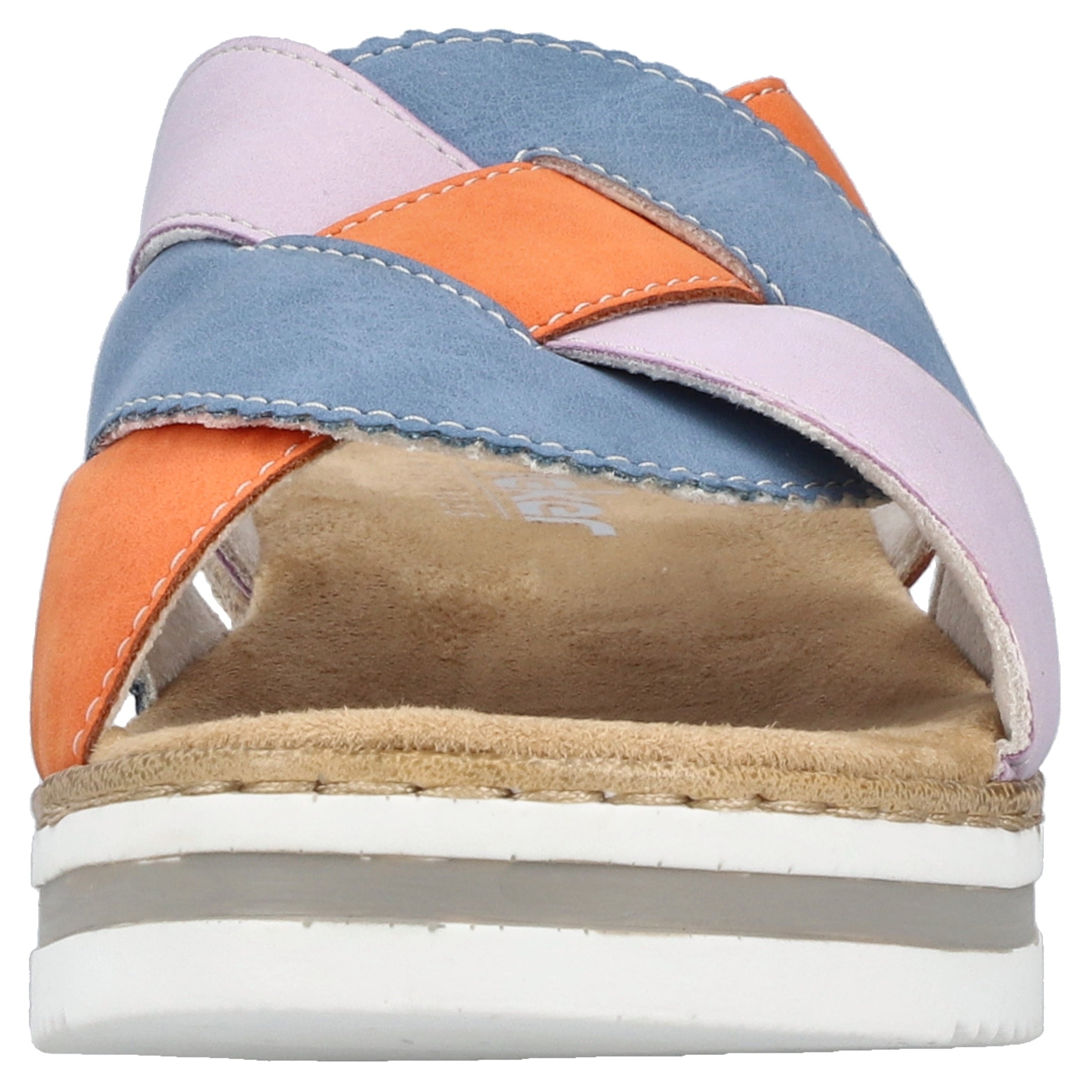 Rieker Pantolette, Sommerschuh, Strandschuh, Hausschuh mit zweifarbiger Plateausohle